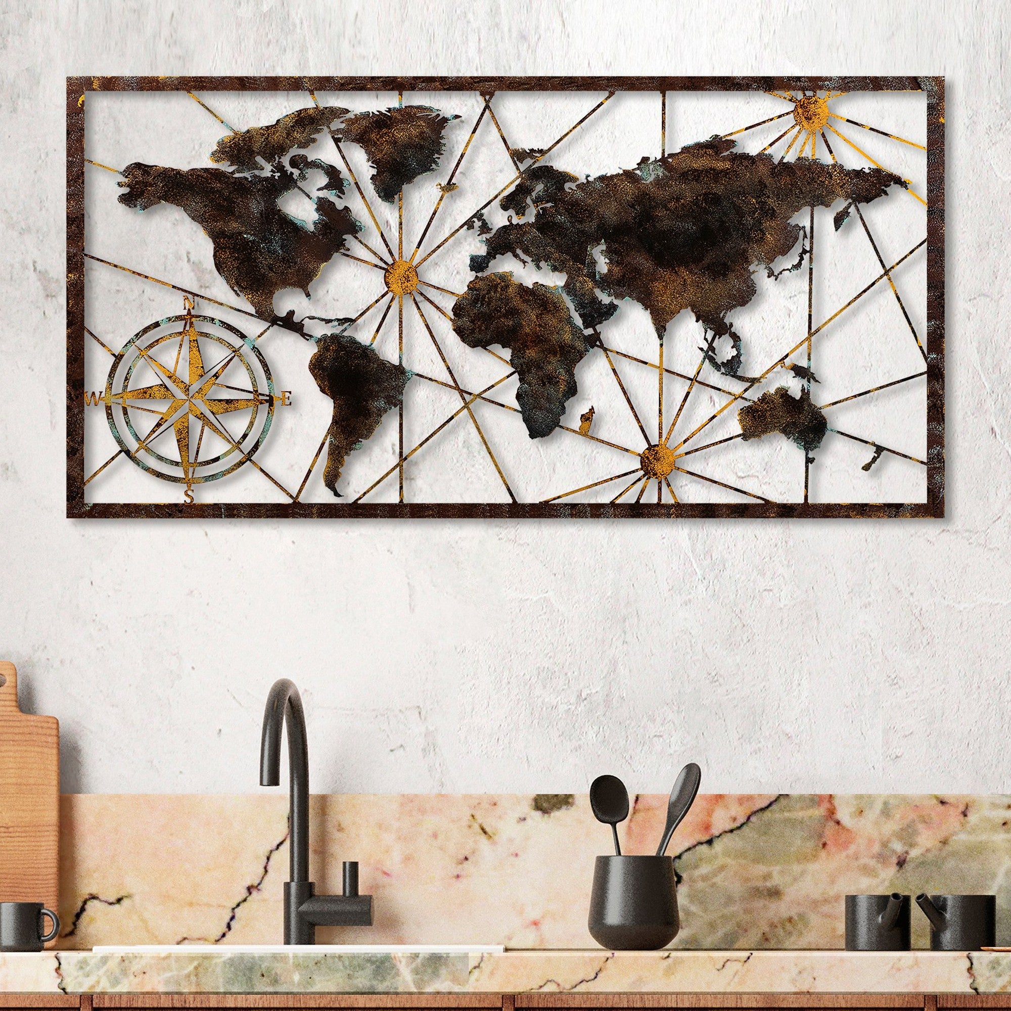 Acessório decorativo de parede em metal pintado à mão, 120 cm x 60 cm, 100% metal (1,5 mm) | Variações de cores exclusivas | Perfeito para decoração de casa e exibição de arte