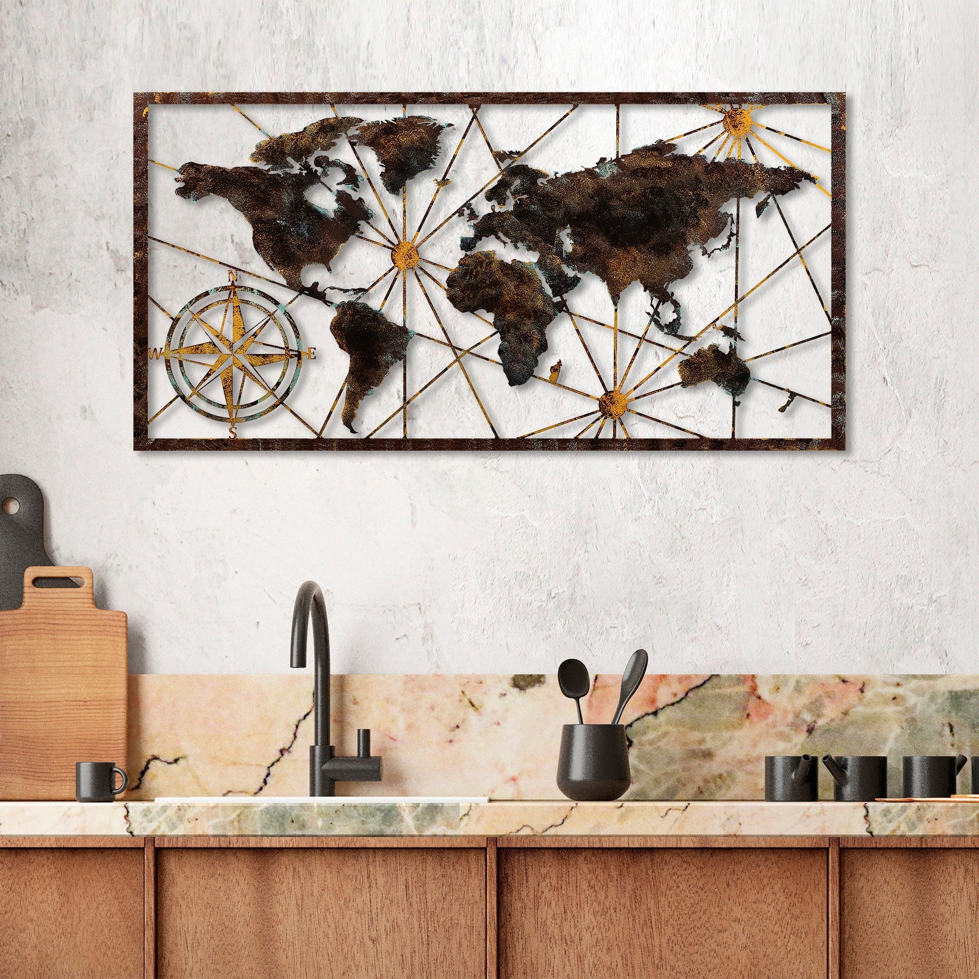 Acessório decorativo de parede em metal pintado à mão, 120 cm x 60 cm, 100% metal (1,5 mm) | Variações de cores exclusivas | Perfeito para decoração de casa e exibição de arte