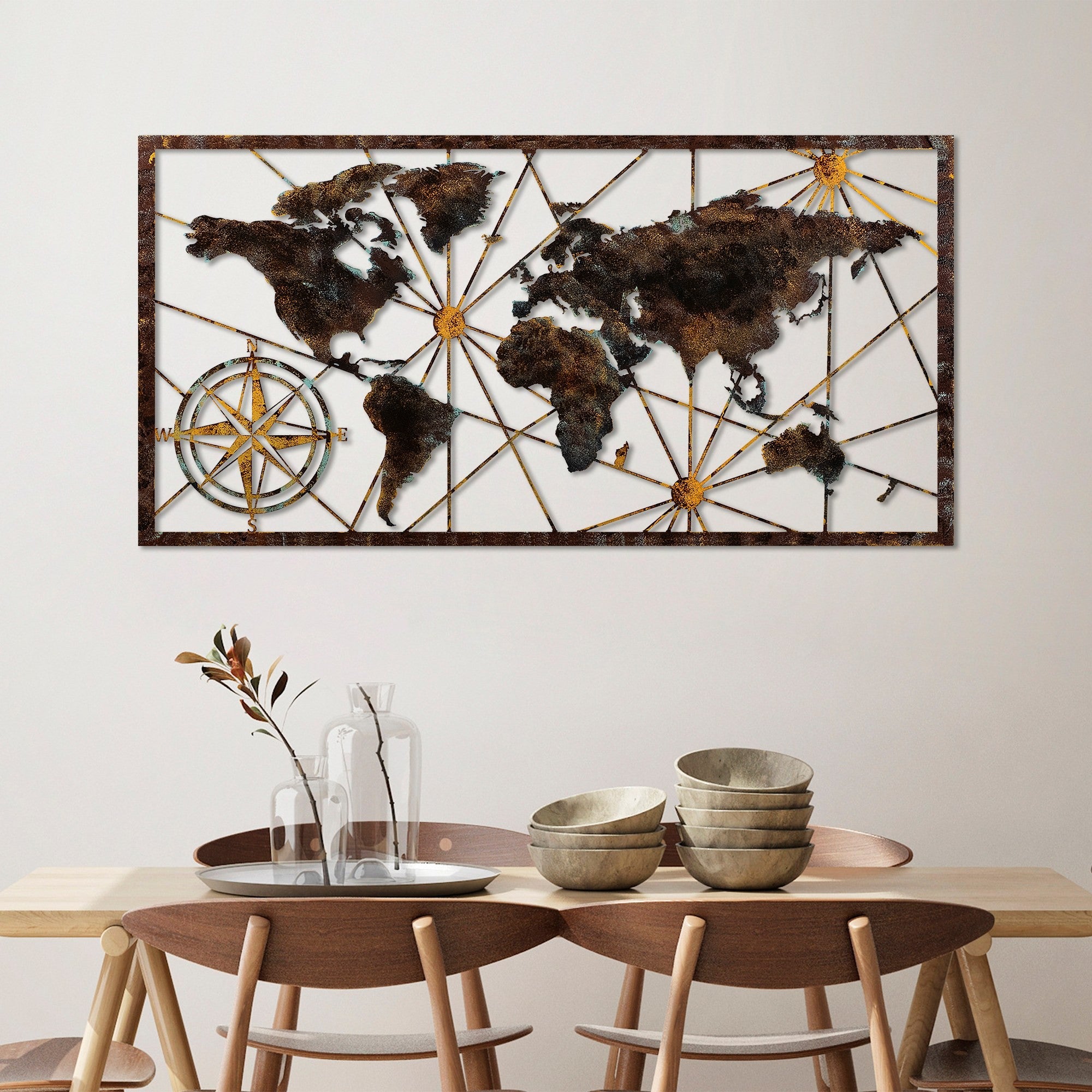Acessório decorativo de parede em metal pintado à mão, 120 cm x 60 cm, 100% metal (1,5 mm) | Variações de cores exclusivas | Perfeito para decoração de casa e exibição de arte