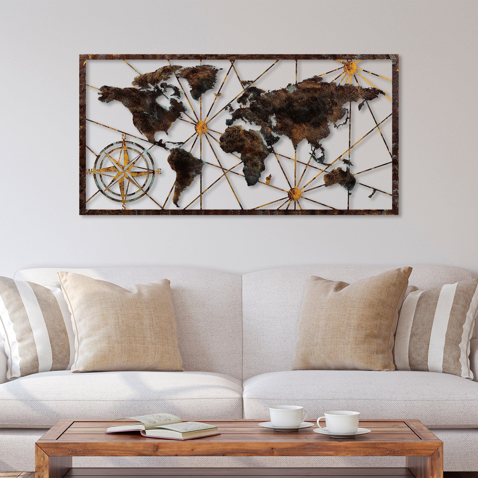 Acessório decorativo de parede em metal pintado à mão, 120 cm x 60 cm, 100% metal (1,5 mm) | Variações de cores exclusivas | Perfeito para decoração de casa e exibição de arte