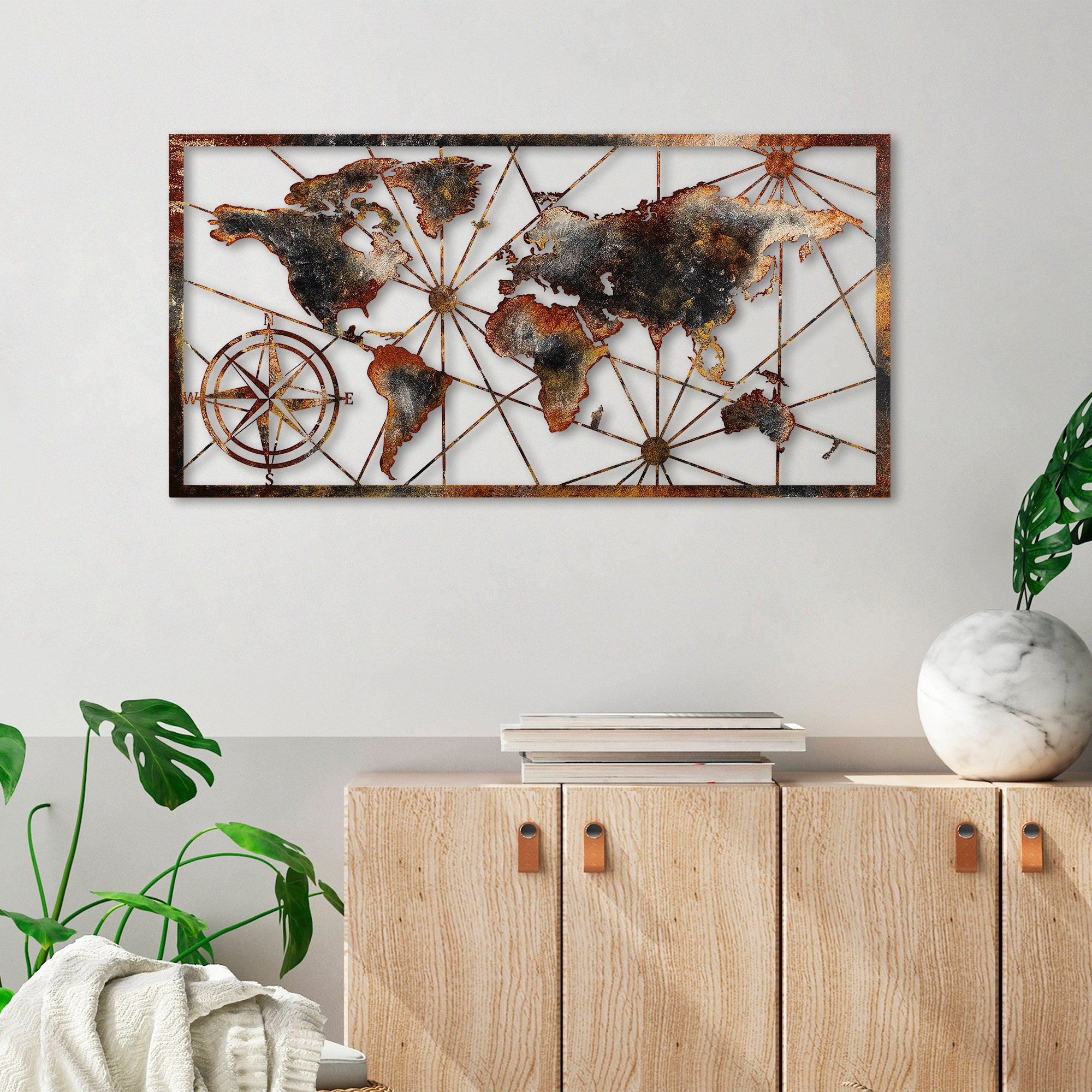 Acessório decorativo de parede em metal pintado à mão, 120 cm x 60 cm, 100% metal (1,5 mm) | Variações de cores exclusivas | Perfeito para decoração de casa e exibição de arte