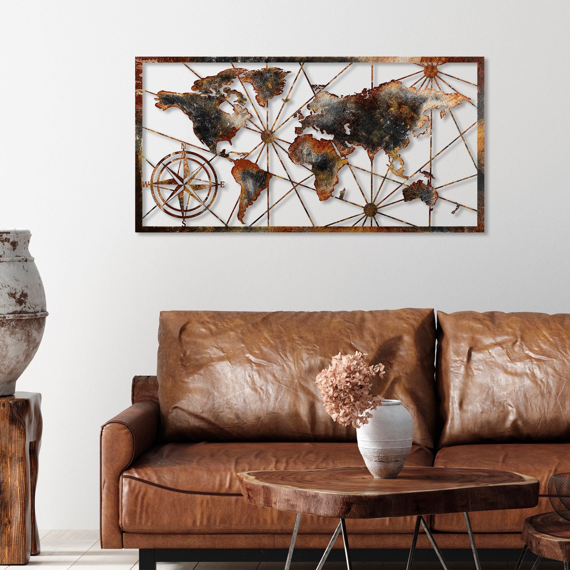 Acessório decorativo de parede em metal pintado à mão, 120 cm x 60 cm, 100% metal (1,5 mm) | Variações de cores exclusivas | Perfeito para decoração de casa e exibição de arte