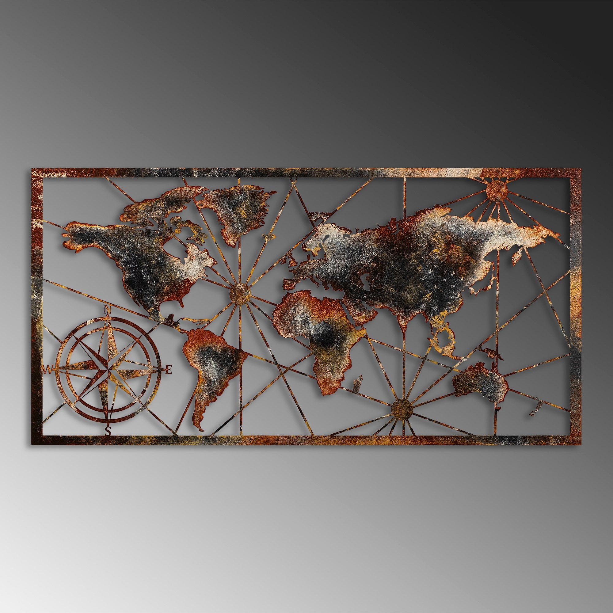 Acessório decorativo de parede em metal pintado à mão, 120 cm x 60 cm, 100% metal (1,5 mm) | Variações de cores exclusivas | Perfeito para decoração de casa e exibição de arte