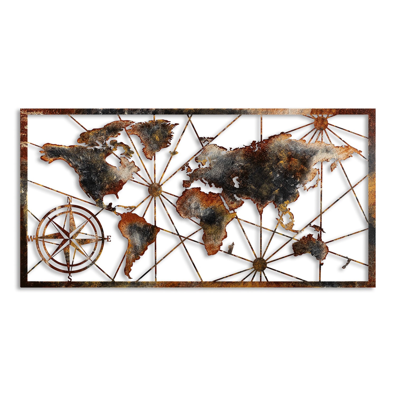 Acessório decorativo de parede em metal pintado à mão, 120 cm x 60 cm, 100% metal (1,5 mm) | Variações de cores exclusivas | Perfeito para decoração de casa e exibição de arte