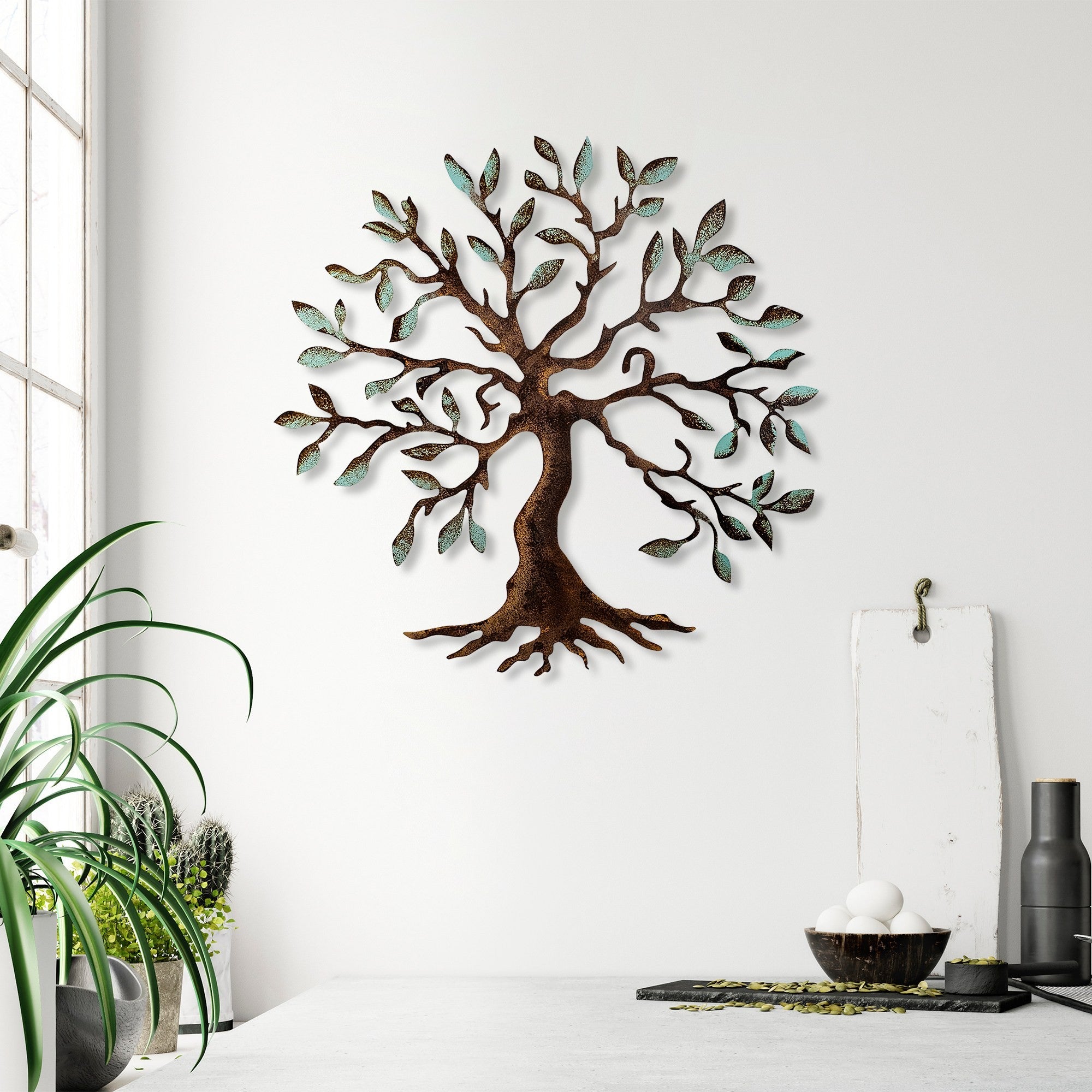 Acessório de parede decorativo de metal pintado à mão, 60 x 60 cm, 100% metal (1,5 mm de espessura) | Variações de cores exclusivas | Perfeito para amantes de decoração e arte