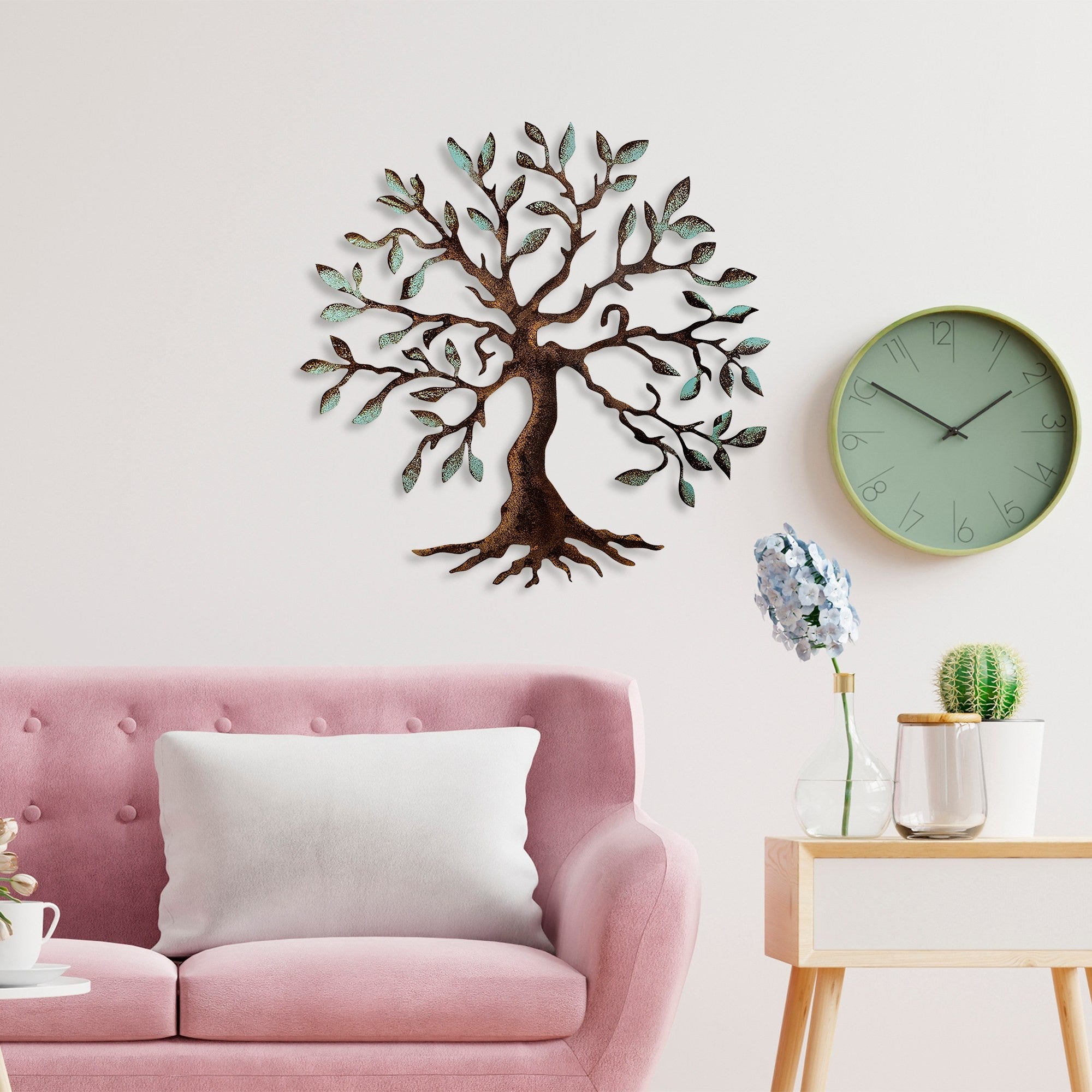 Acessório de parede decorativo de metal pintado à mão, 60 x 60 cm, 100% metal (1,5 mm de espessura) | Variações de cores exclusivas | Perfeito para amantes de decoração e arte