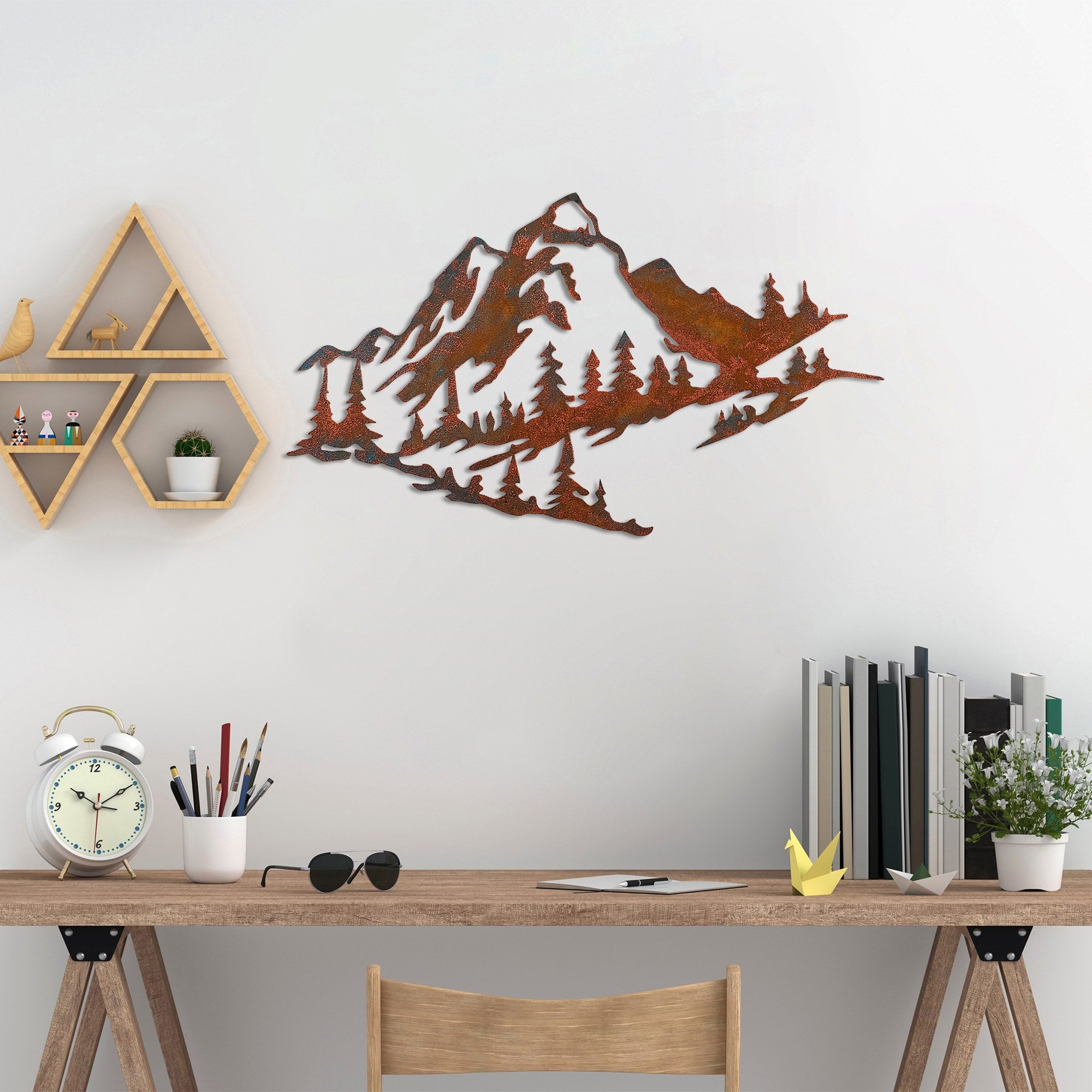 Acessório decorativo de parede em metal pintado à mão, 70 cm x 40 cm, 100% metal (1,5 mm) | Design exclusivo, leve (2,13 kg) | Perfeito para decoração de casa
