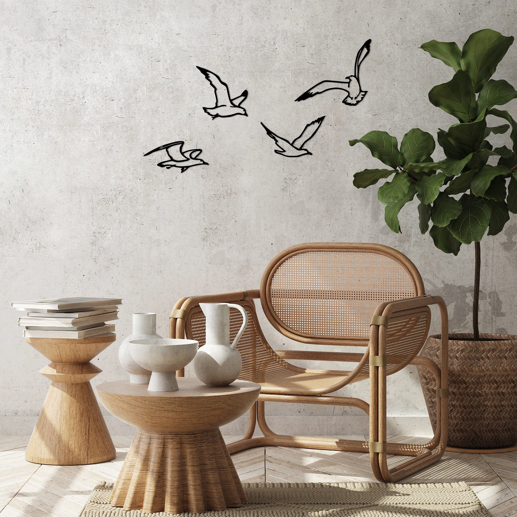 Conjunto de acessórios de parede decorativos de metal preto elegante (4 peças) | 100% metal, 1,5 mm de espessura | Perfeito para decoração de casa, fácil de pendurar na parede | Design exclusivo