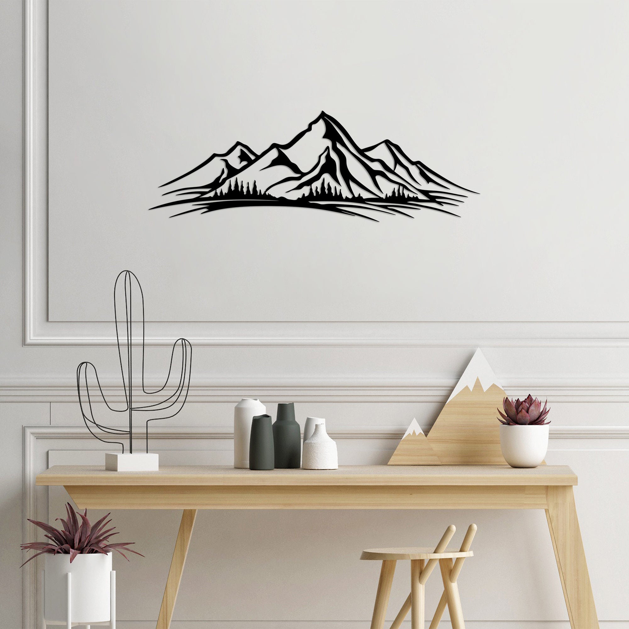 Acessório de parede decorativo de metal preto elegante, 70 x 23 cm | 100% metal, 1,5 mm de espessura | Fácil montagem na parede, perfeito para decoração moderna de casa