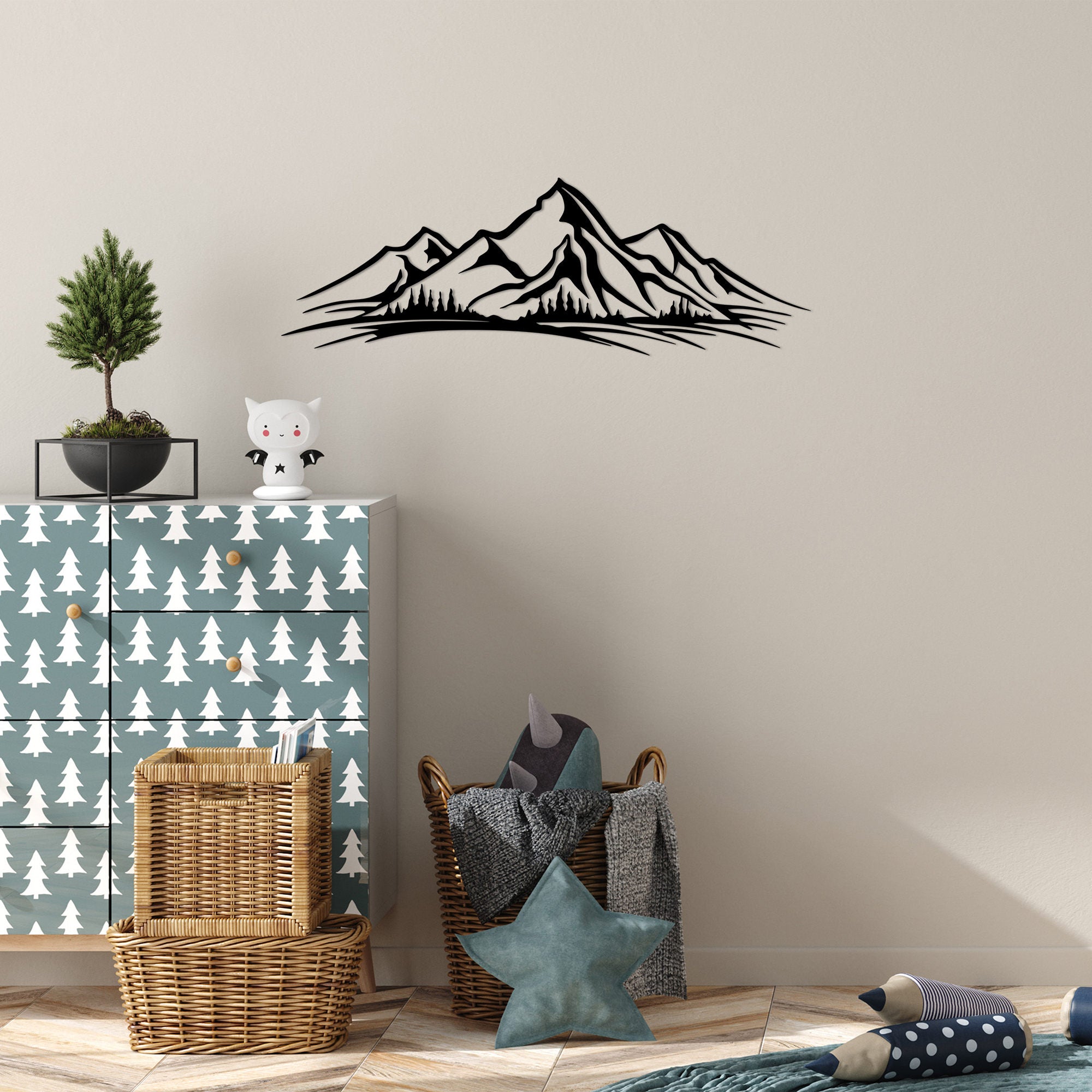 Acessório de parede decorativo de metal preto elegante, 70 x 23 cm | 100% metal, 1,5 mm de espessura | Fácil montagem na parede, perfeito para decoração moderna de casa
