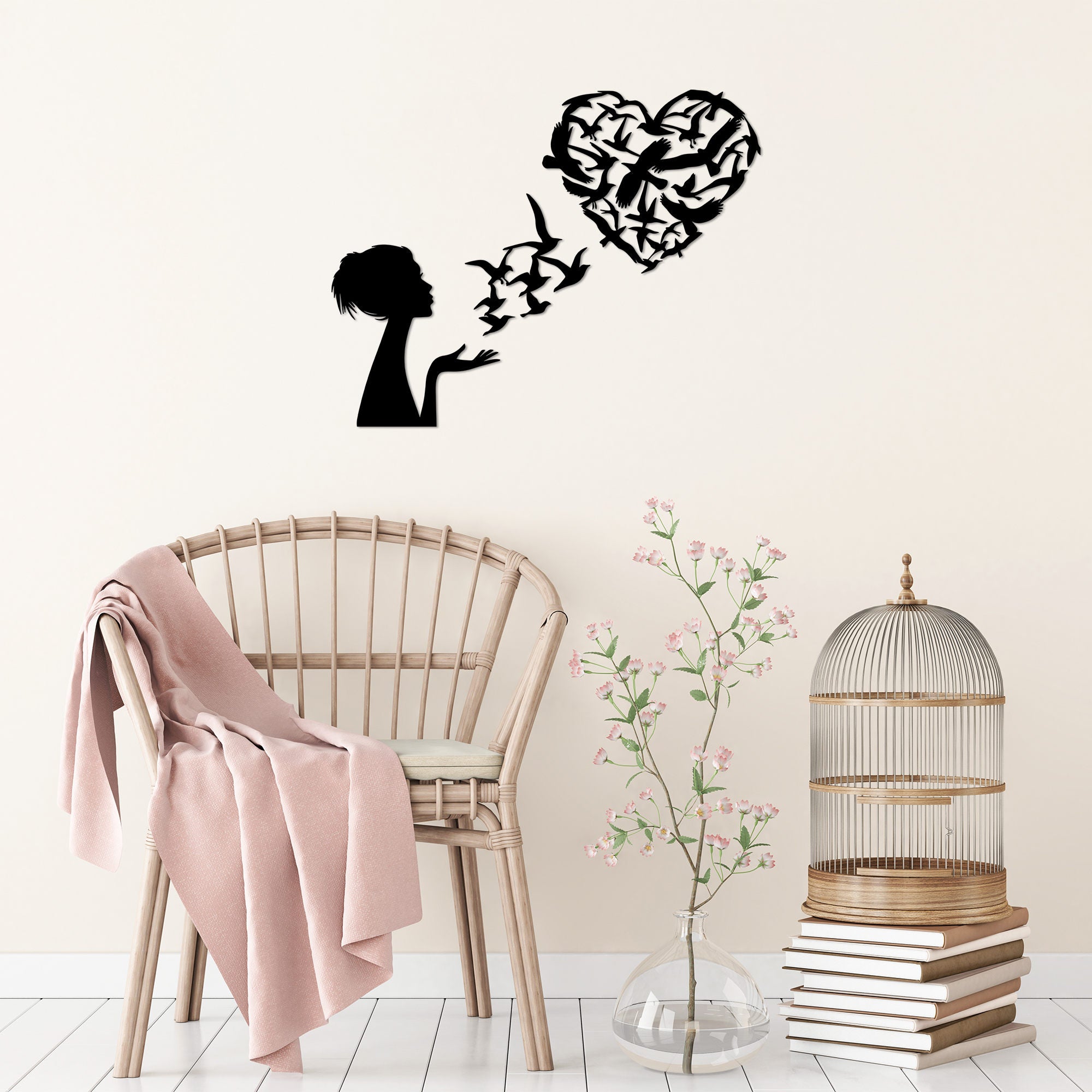 Acessório de parede decorativo de metal preto elegante, 63 x 50 cm | 100% metal (1,5 mm de espessura) | Fácil montagem na parede | Perfeito para decoração moderna de casa