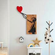 Acessório decorativo de parede – 83 x 60 cm – Nogueira e preto – 100% madeira e metal