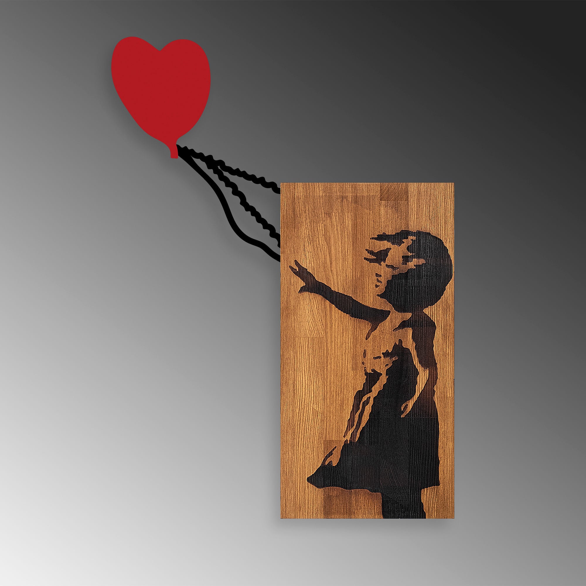 Acessório decorativo de parede – 83 x 60 cm – Nogueira e preto – 100% madeira e metal