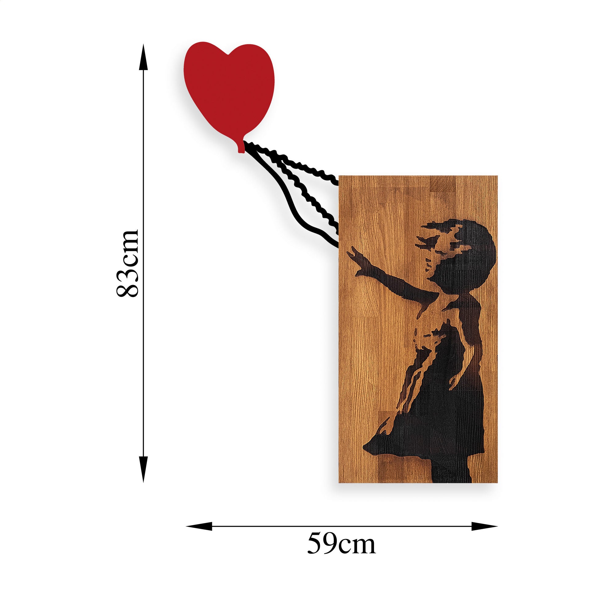 Acessório decorativo de parede – 83 x 60 cm – Nogueira e preto – 100% madeira e metal