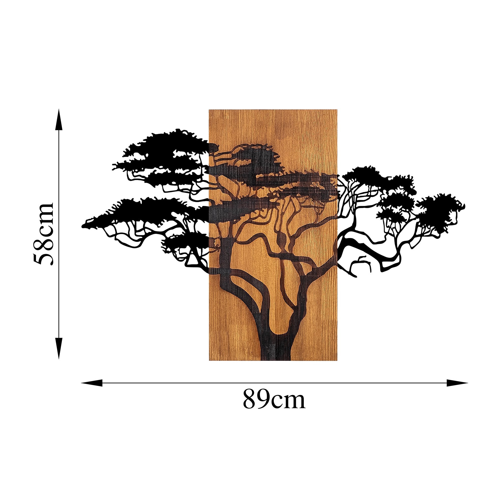 Acessório decorativo de parede em madeira – 90 x 58 cm – nogueira e preto – 100% madeira genuína