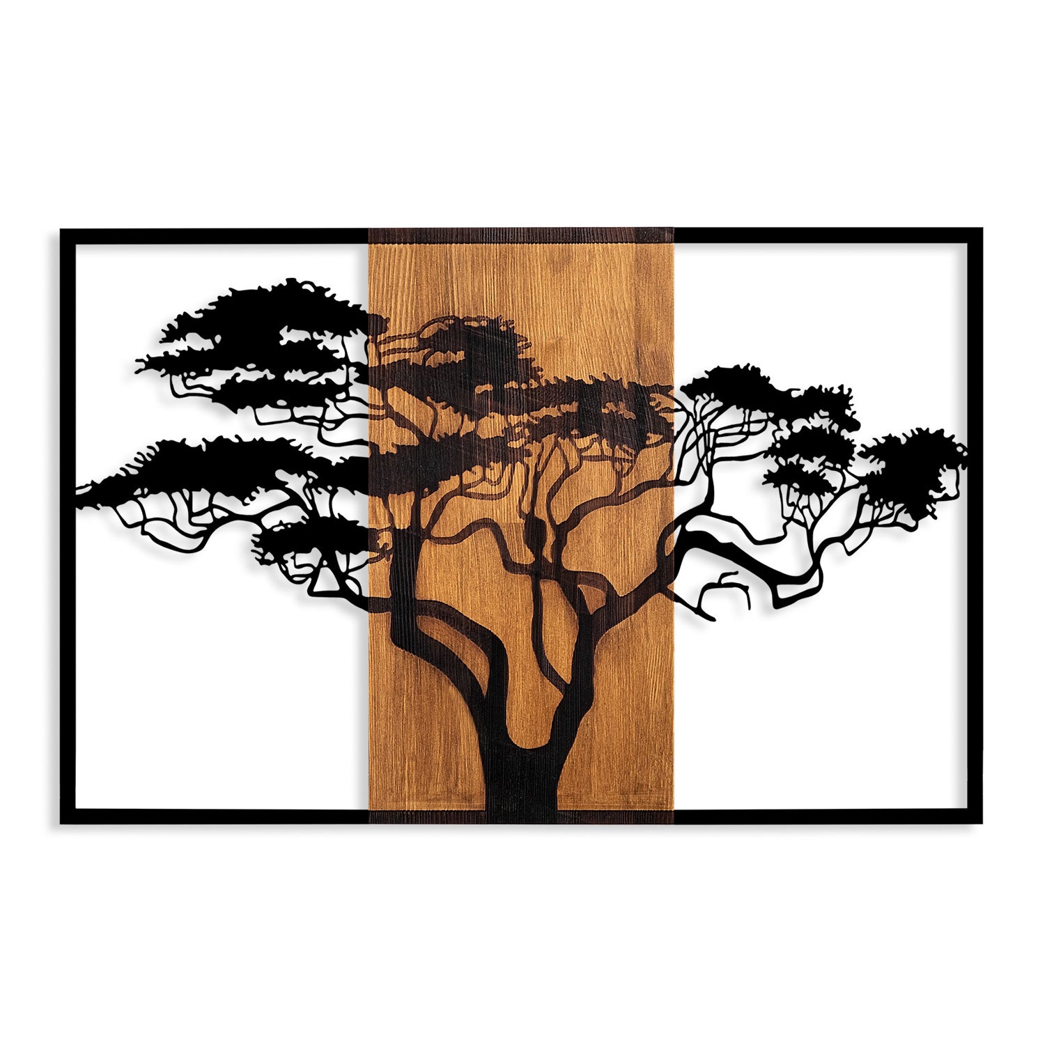 Acessório Decorativo de Parede – 90 x 58 cm – Nogueira e Preto – 100% Madeira Genuína