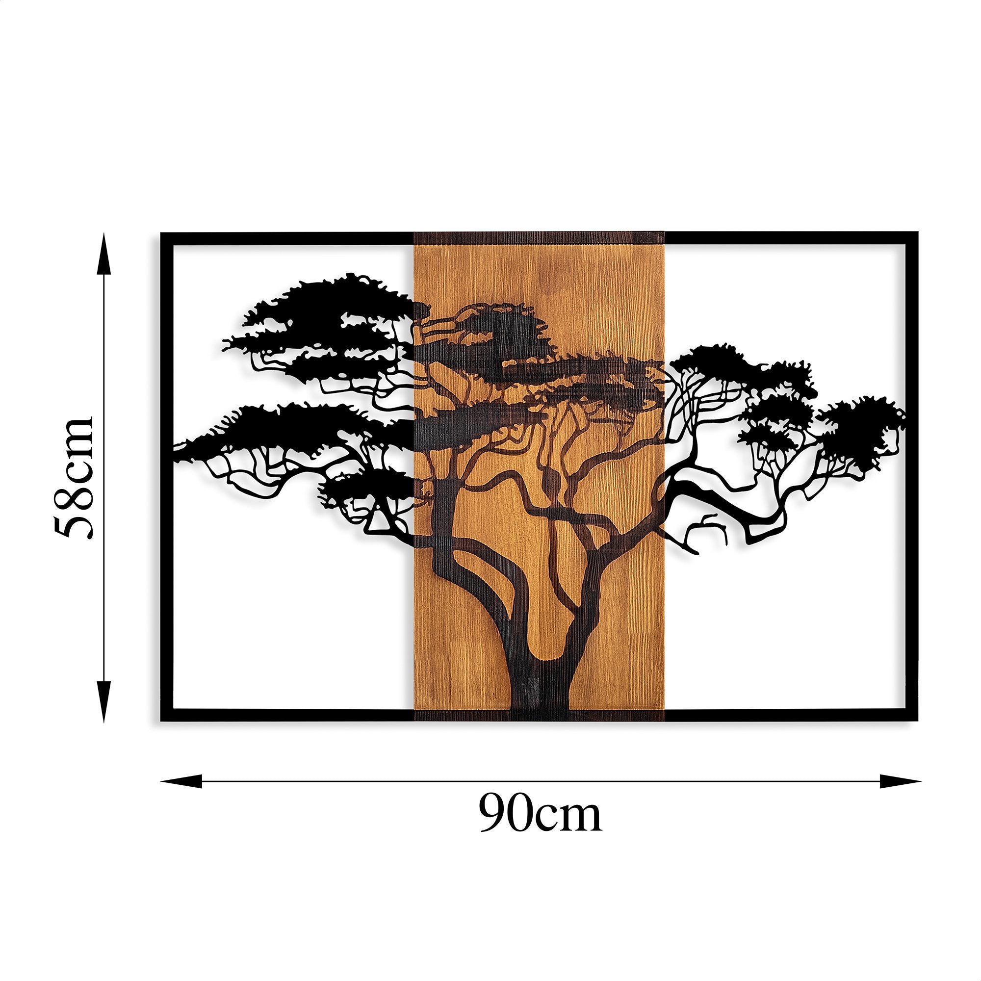 Acessório Decorativo de Parede – 90 x 58 cm – Nogueira e Preto – 100% Madeira Genuína