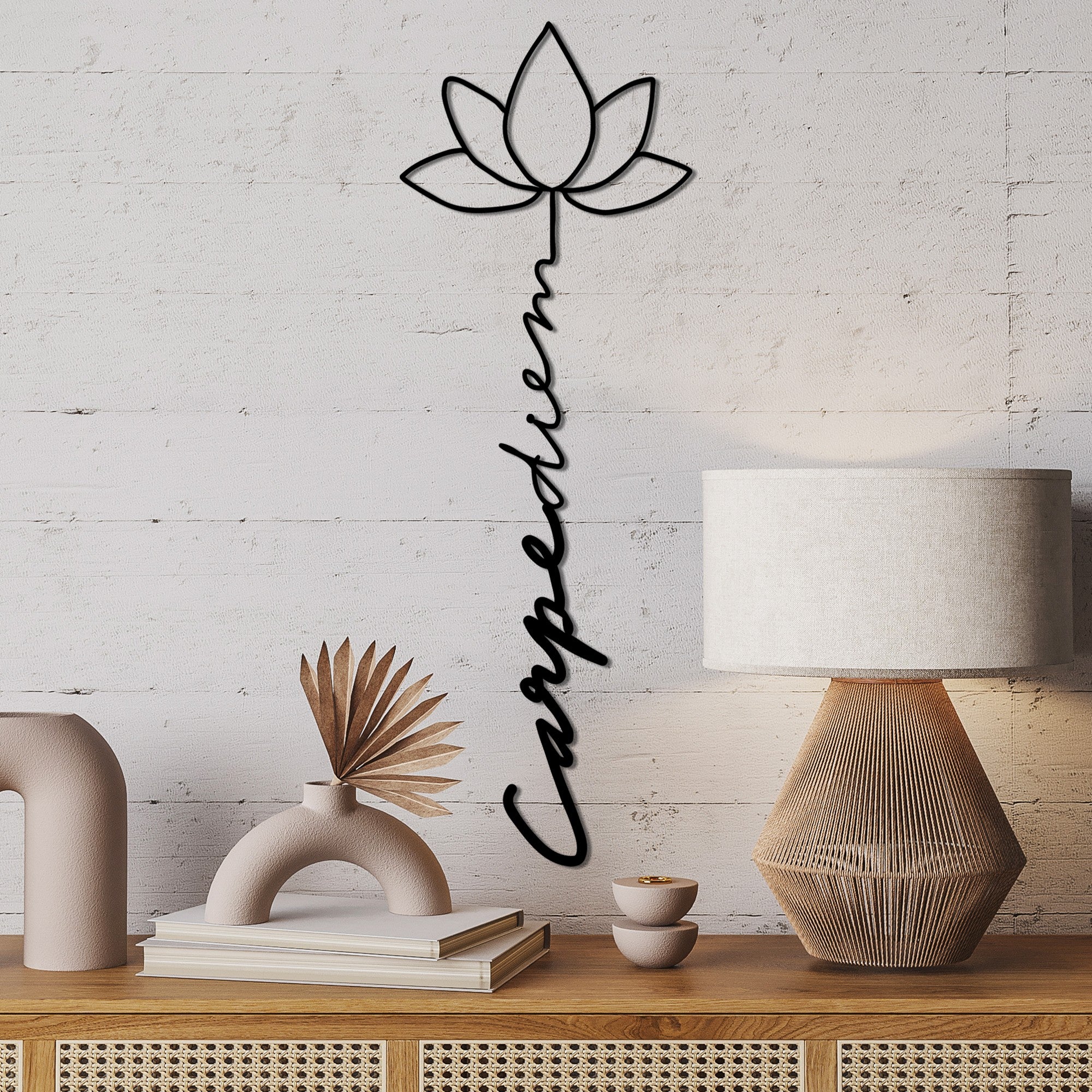 Acessório de parede decorativo de metal preto elegante, 21 x 60 cm | 100% metal, 1,5 mm de espessura | Perfeito para decoração moderna e arte de parede exclusiva