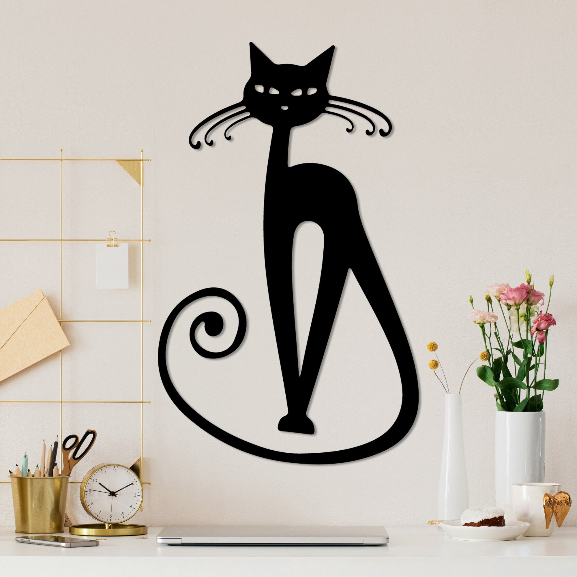 Acessório de parede decorativo de metal preto elegante, 37 x 60 cm | 100% metal, 1,5 mm de espessura | Perfeito para decoração moderna e arte de parede exclusiva