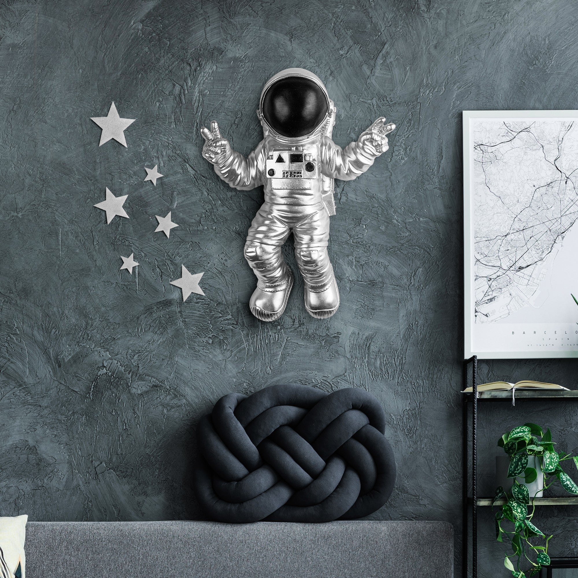 Acessório de parede decorativo pintado à mão, 35 x 47 x 10 cm | 100% poliéster, variações de cores exclusivas | Perfeito para decoração de casa e toque pessoal