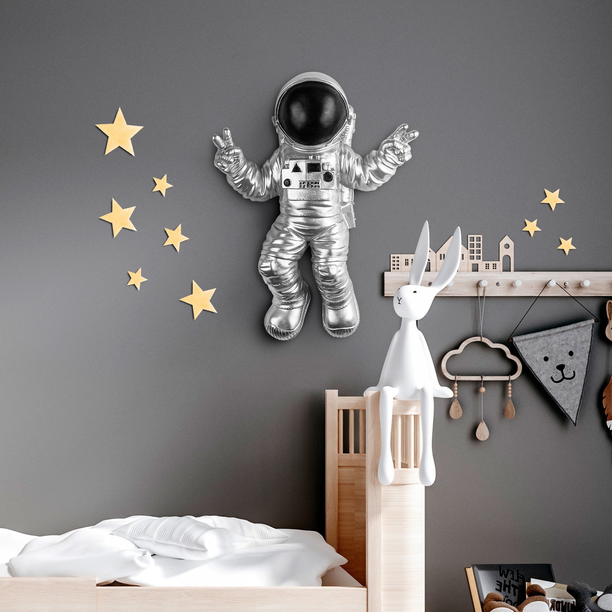 Acessório de parede decorativo pintado à mão, 35 x 47 x 10 cm | 100% poliéster, variações de cores exclusivas | Perfeito para decoração de casa e toque pessoal