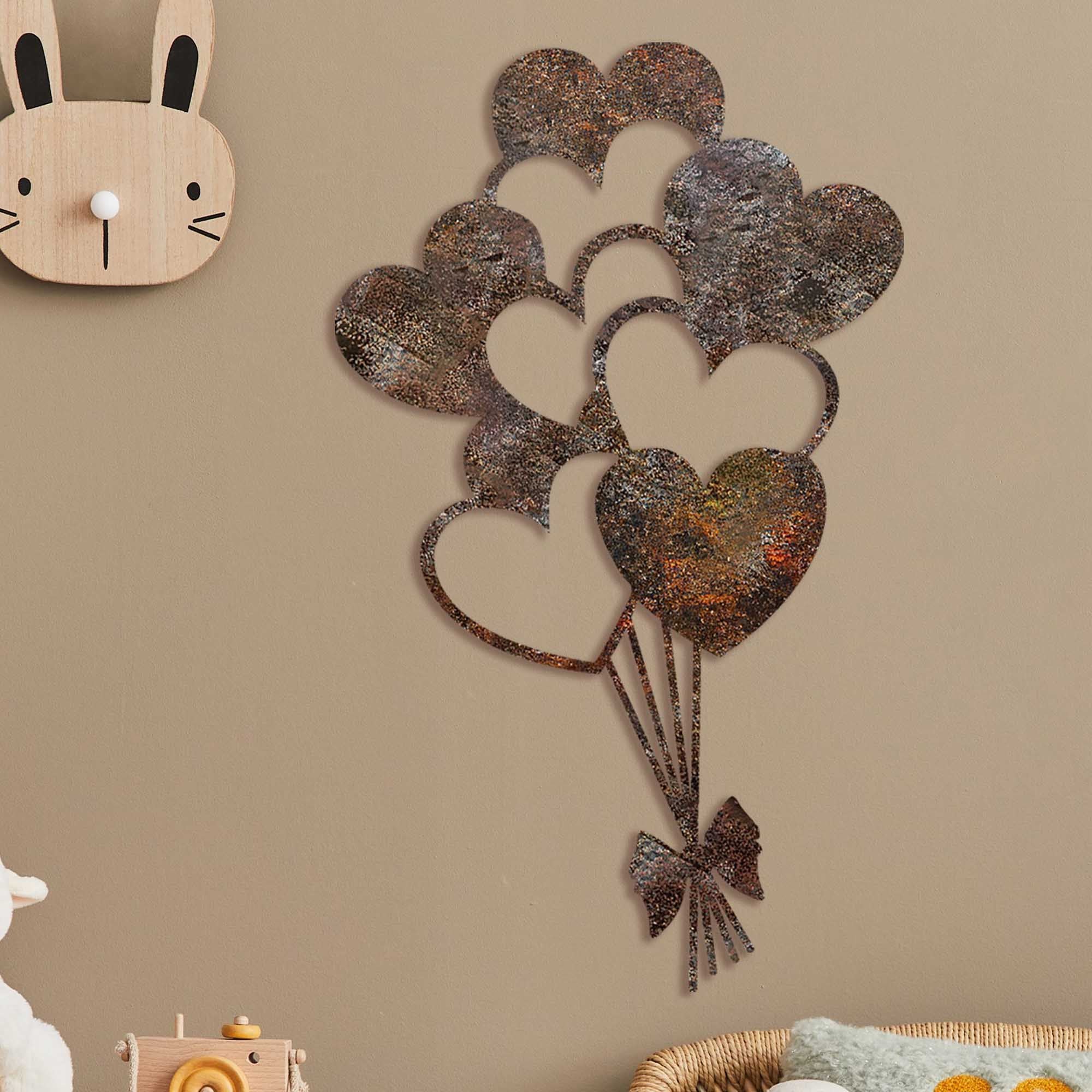 Acessório de parede decorativo de metal pintado à mão, 35 x 21 cm, 1,5 mm de espessura, acabamento antigo | Peça de arte única para decoração de casa, acrescenta charme e estilo