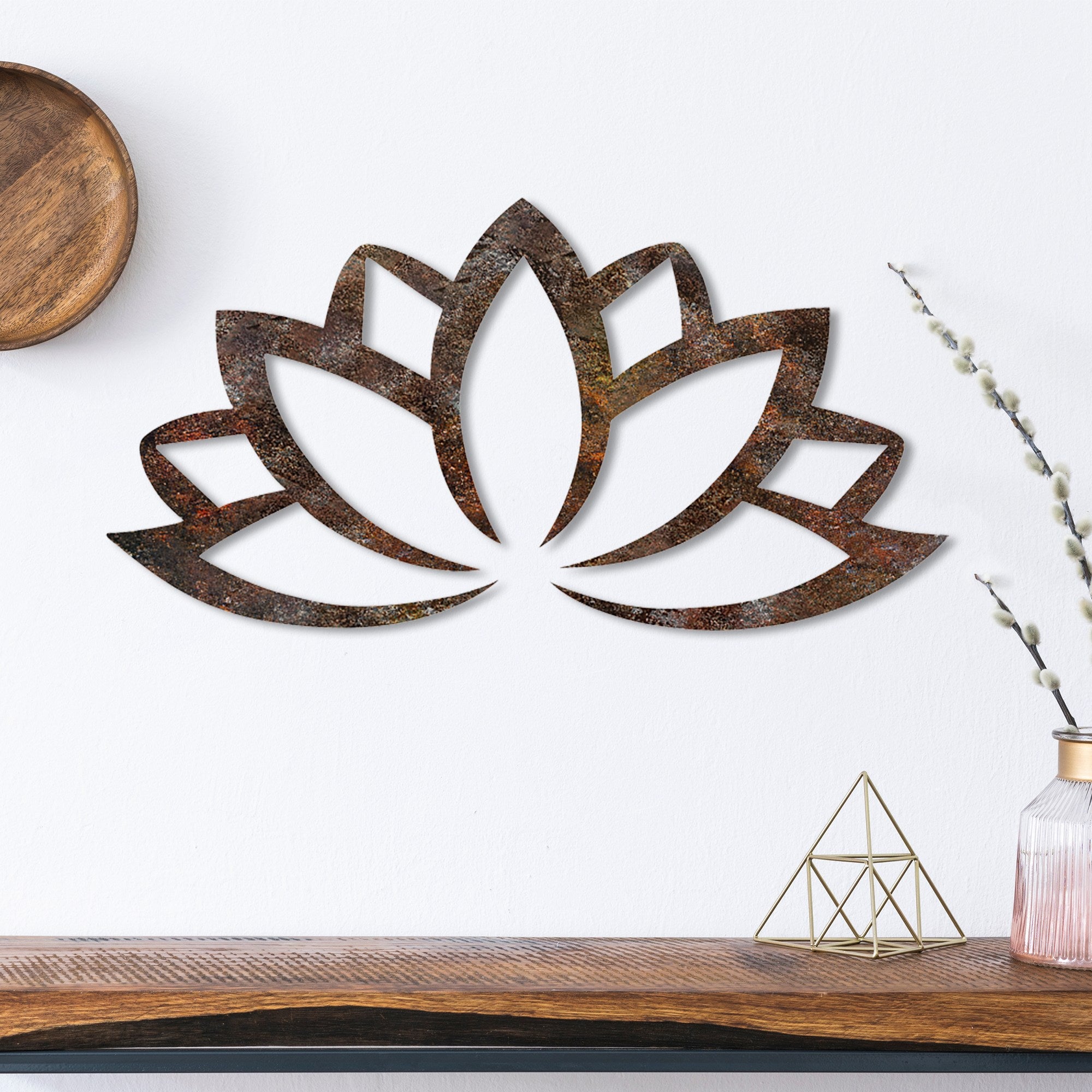 Acessório de parede decorativo de metal pintado à mão, 35 x 60 cm, 1,5 mm de espessura, acabamento antigo | Peça de arte única para decoração de casa, acrescenta charme e personalidade