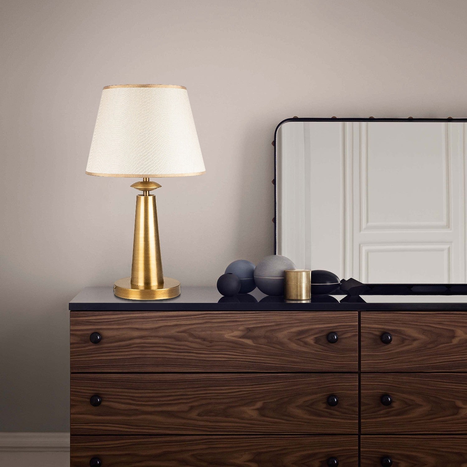 Candeeiro de Mesa Moderna com Corpo em Metal, Acabamento Antigo, 30 cm de Diâmetro, 55 cm de Altura | Soquete E27, 40 W Máx., Cabo de 200 cm | Design Elegante, Glamouroso e Escandinavo