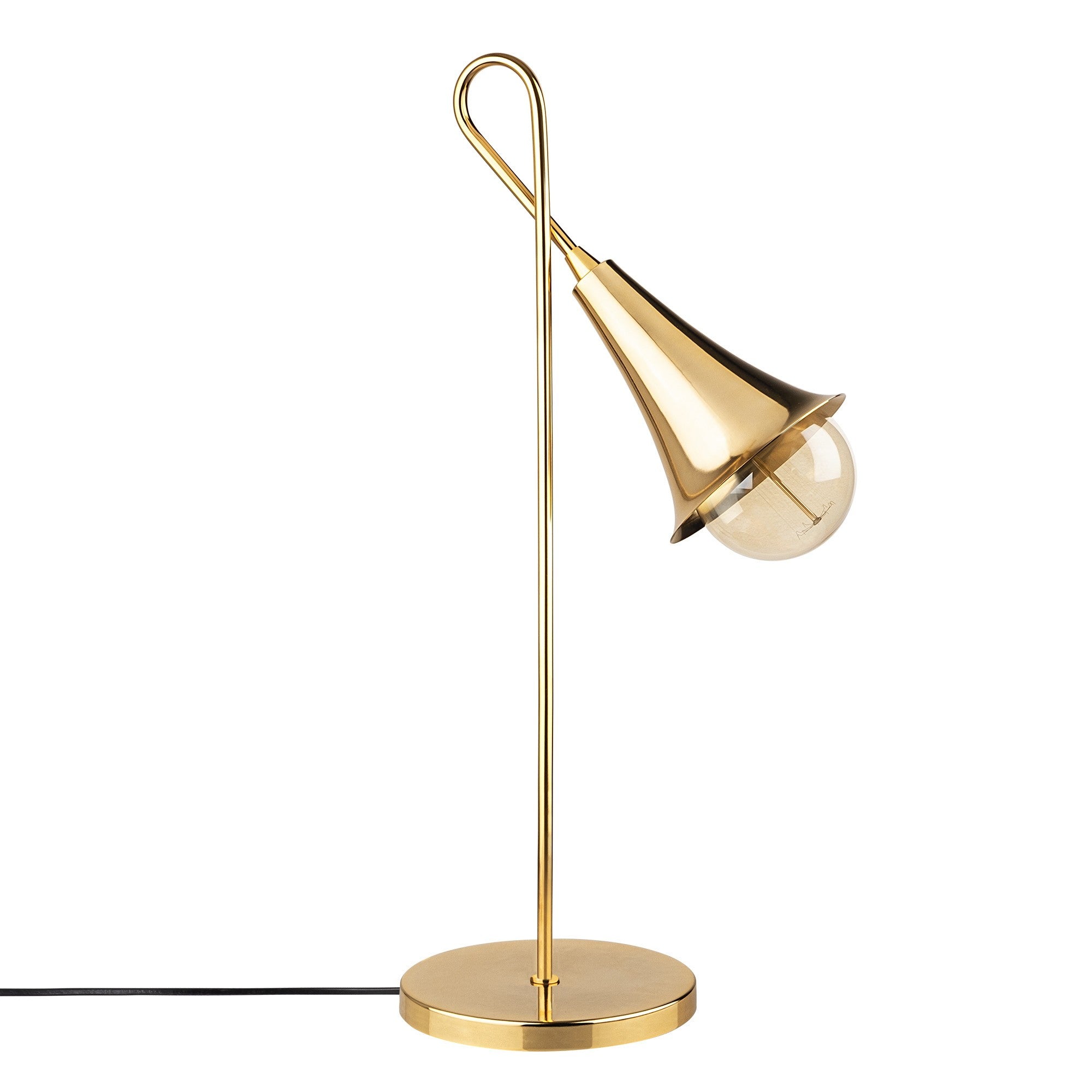 Candeeiro de Mesa Elegante Dourada, 57 cm de Altura, Corpo de Ferro, Soquete E27, 40 W Máx., Cabo de 200 cm com Interruptor Liga/Desliga | Design Escandinavo Moderno para Decoração de Casa