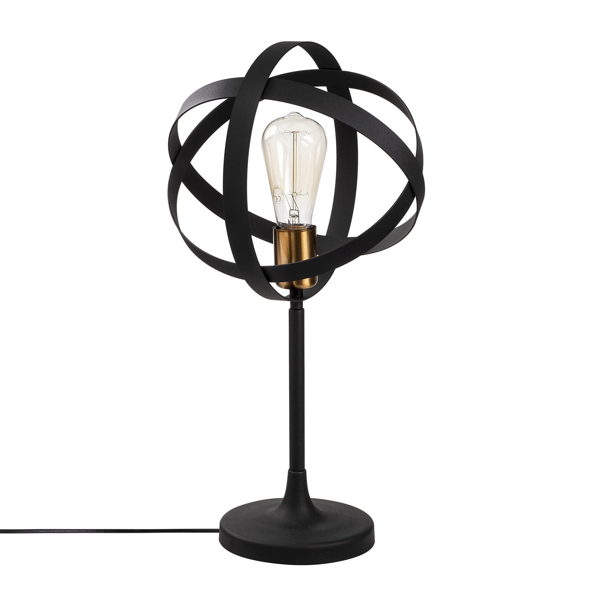 Candeeiro de Mesa Industrial Moderna, Dourada e Preta, 50 cm de Altura, 24 cm de Diâmetro, Soquete E27, Cabo de 200 cm, Interruptor Liga/Desliga | Iluminação Elegante para Casa e Escritório