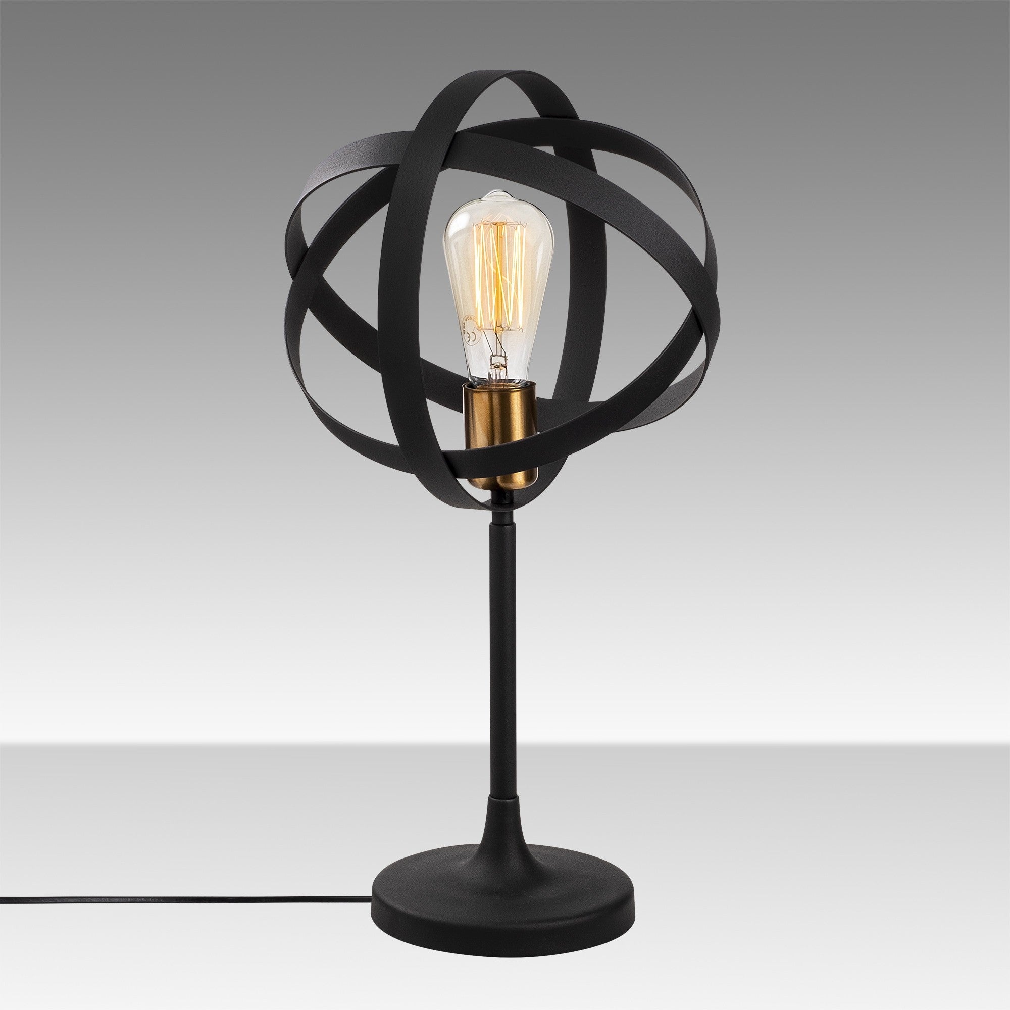Candeeiro de Mesa Industrial Moderna, Dourada e Preta, 50 cm de Altura, 24 cm de Diâmetro, Soquete E27, Cabo de 200 cm, Interruptor Liga/Desliga | Iluminação Elegante para Casa e Escritório