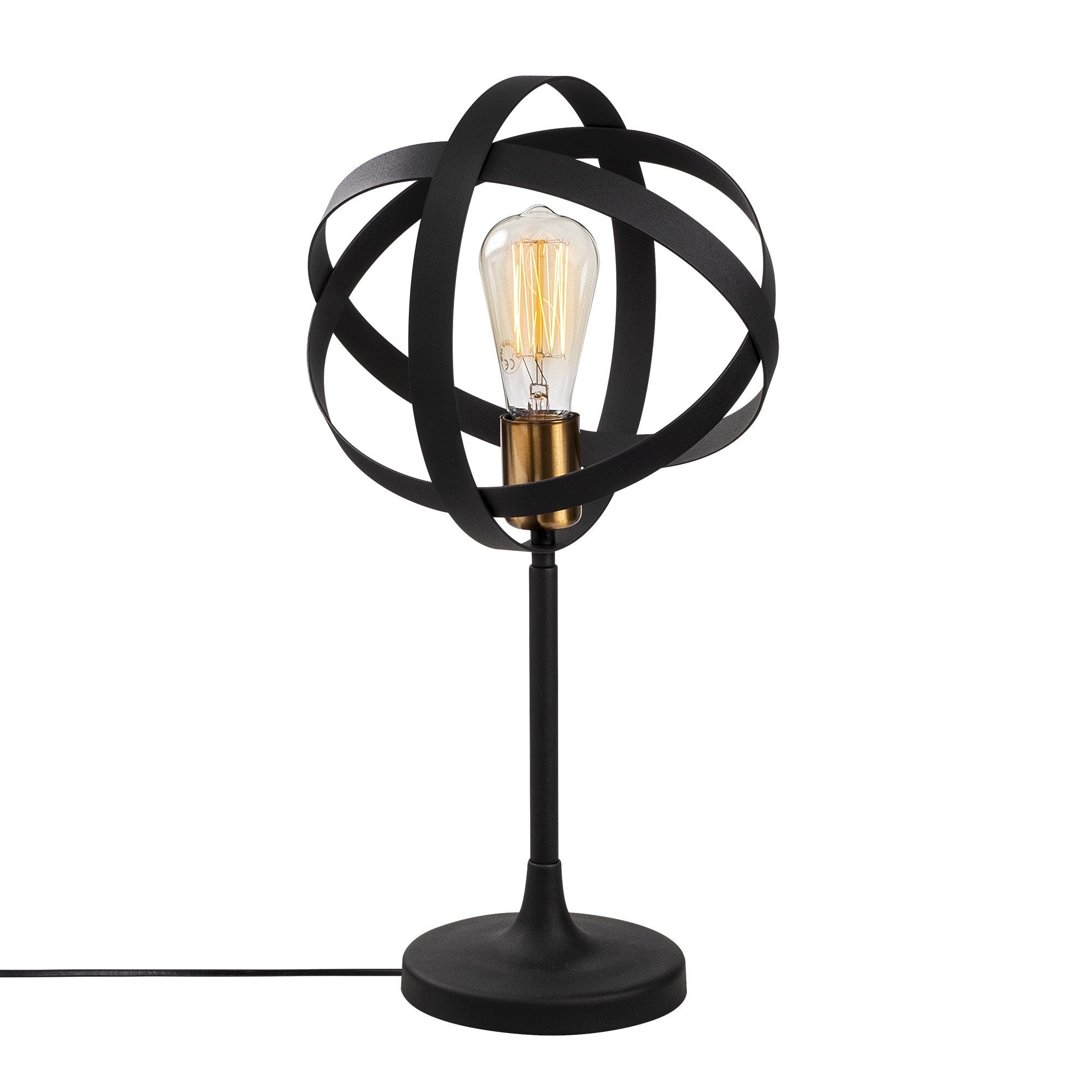 Candeeiro de Mesa Industrial Moderna, Dourada e Preta, 50 cm de Altura, 24 cm de Diâmetro, Soquete E27, Cabo de 200 cm, Interruptor Liga/Desliga | Iluminação Elegante para Casa e Escritório