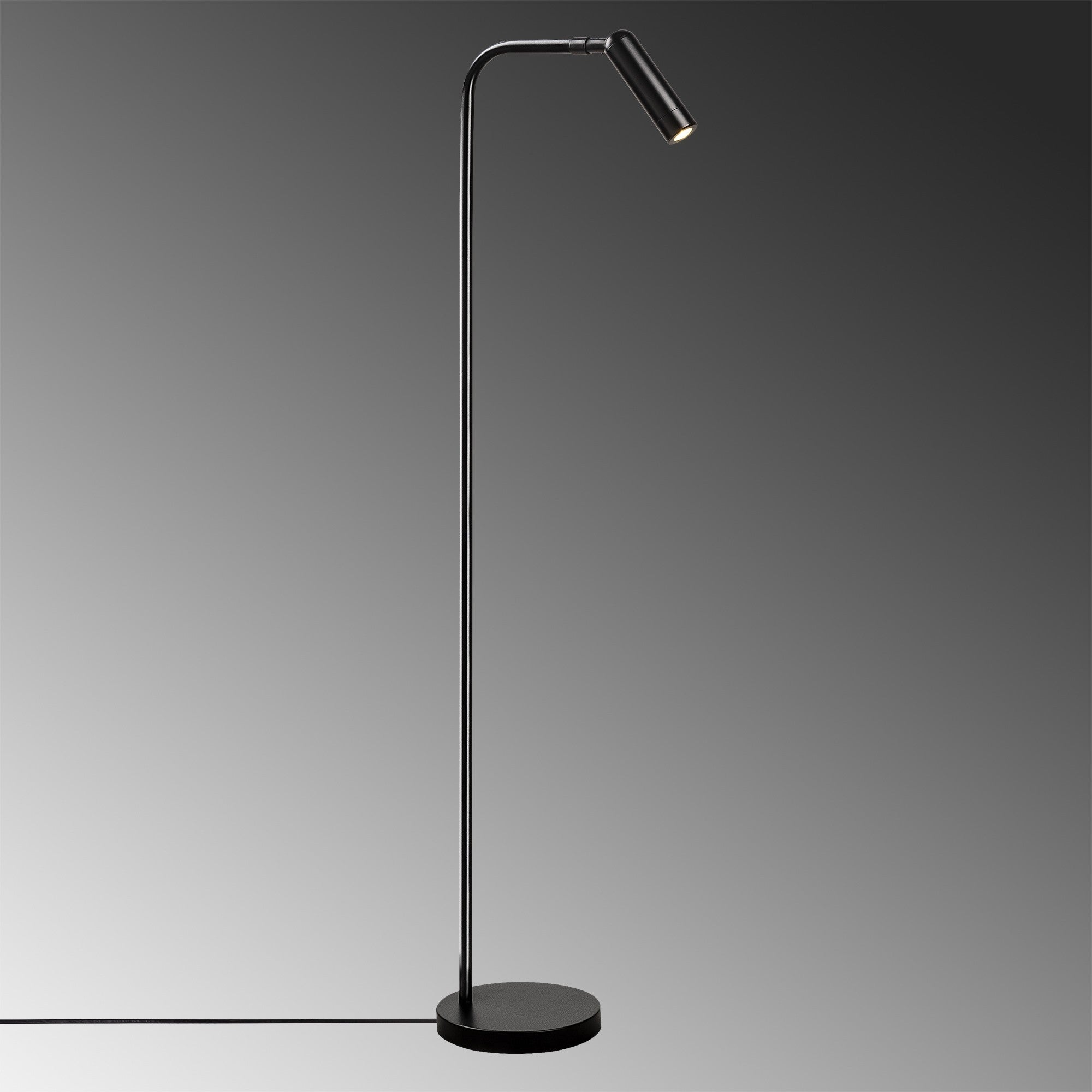 Candeeiro de Pé preta moderna, 120 cm de altura, corpo de metal, base de 22 x 22 cm, interruptor liga/desliga, LED 1W 2700K, design industrial/escandinavo elegante, IP20