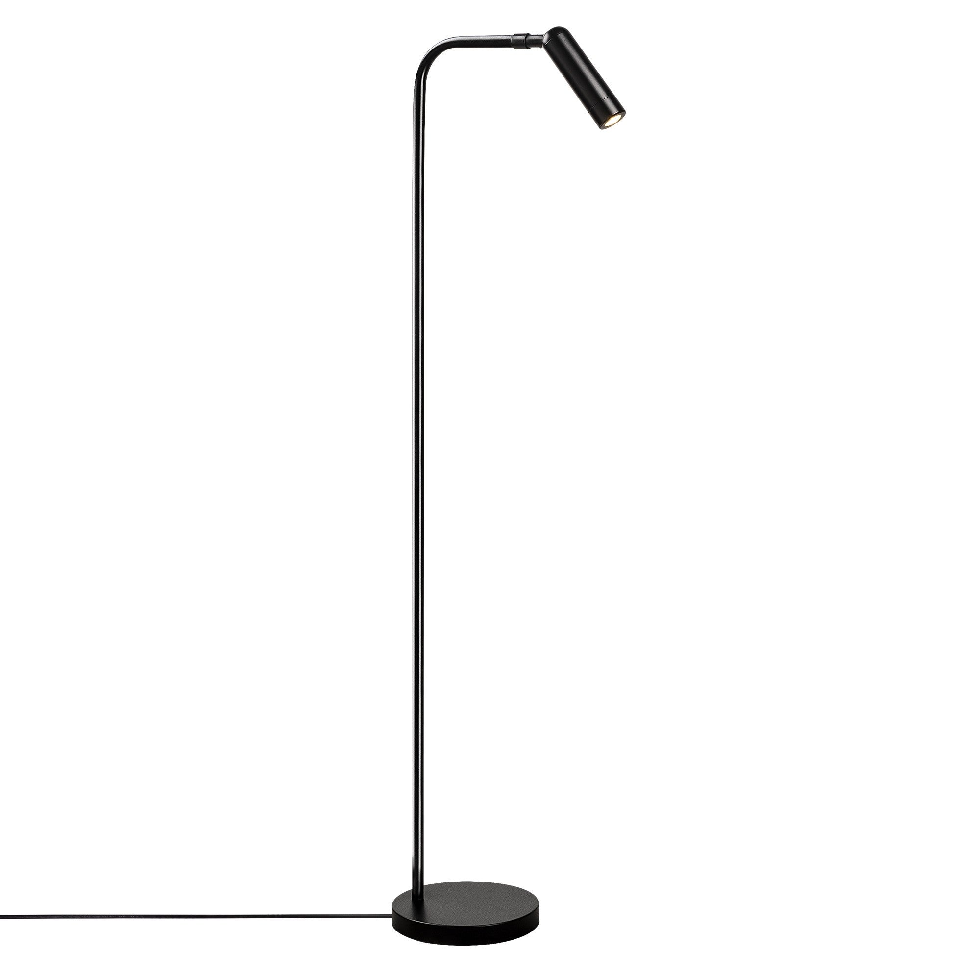 Candeeiro de Pé preta moderna, 120 cm de altura, corpo de metal, base de 22 x 22 cm, interruptor liga/desliga, LED 1W 2700K, design industrial/escandinavo elegante, IP20