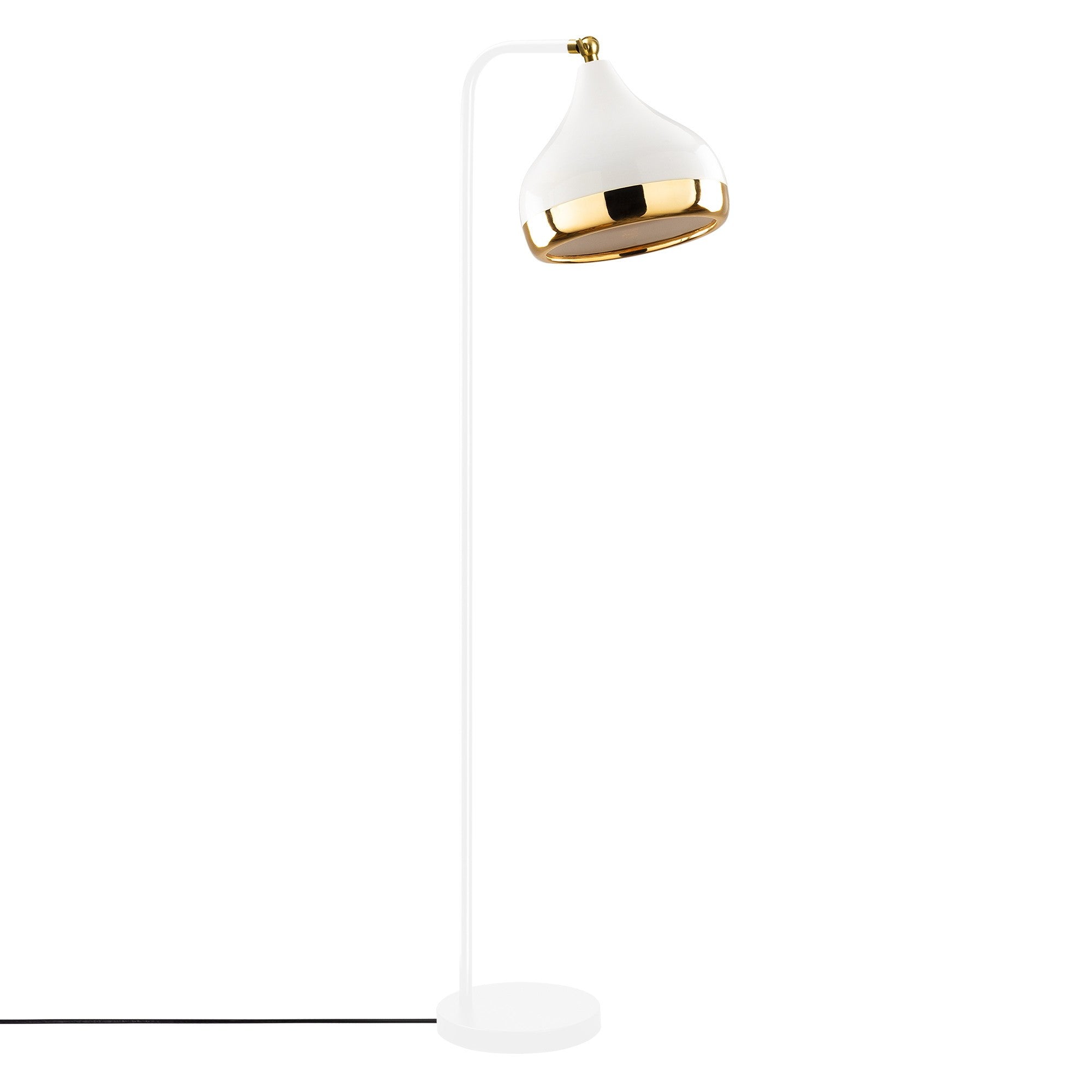 Candeeiro de Pé Escandinavo, Branca e Dourada, 120 cm de Altura | Corpo em Metal, Soquete E27, 40 W Máx. | Iluminação Elegante e Funcional para Espaços Modernos