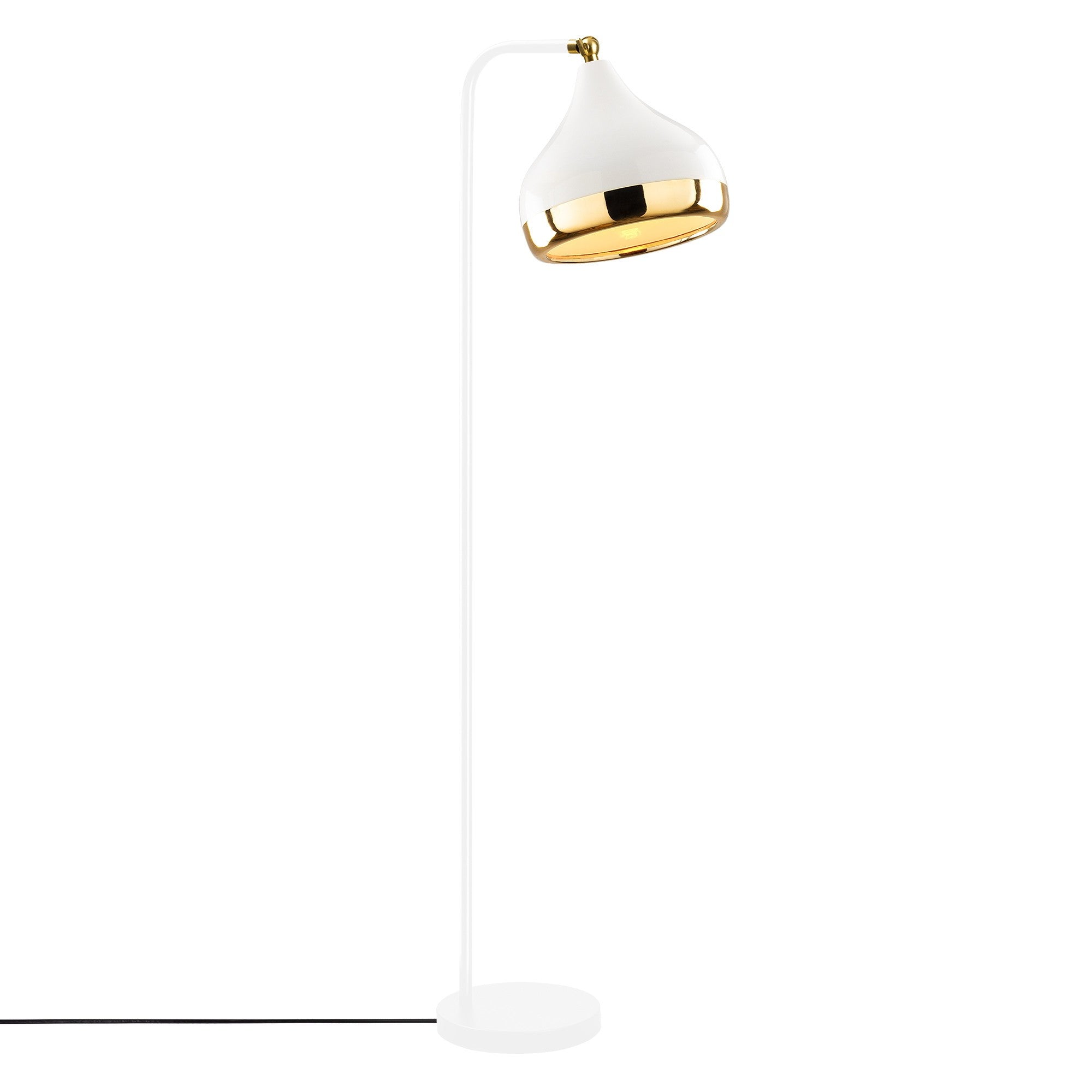 Candeeiro de Pé Escandinavo, Branca e Dourada, 120 cm de Altura | Corpo em Metal, Soquete E27, 40 W Máx. | Iluminação Elegante e Funcional para Espaços Modernos