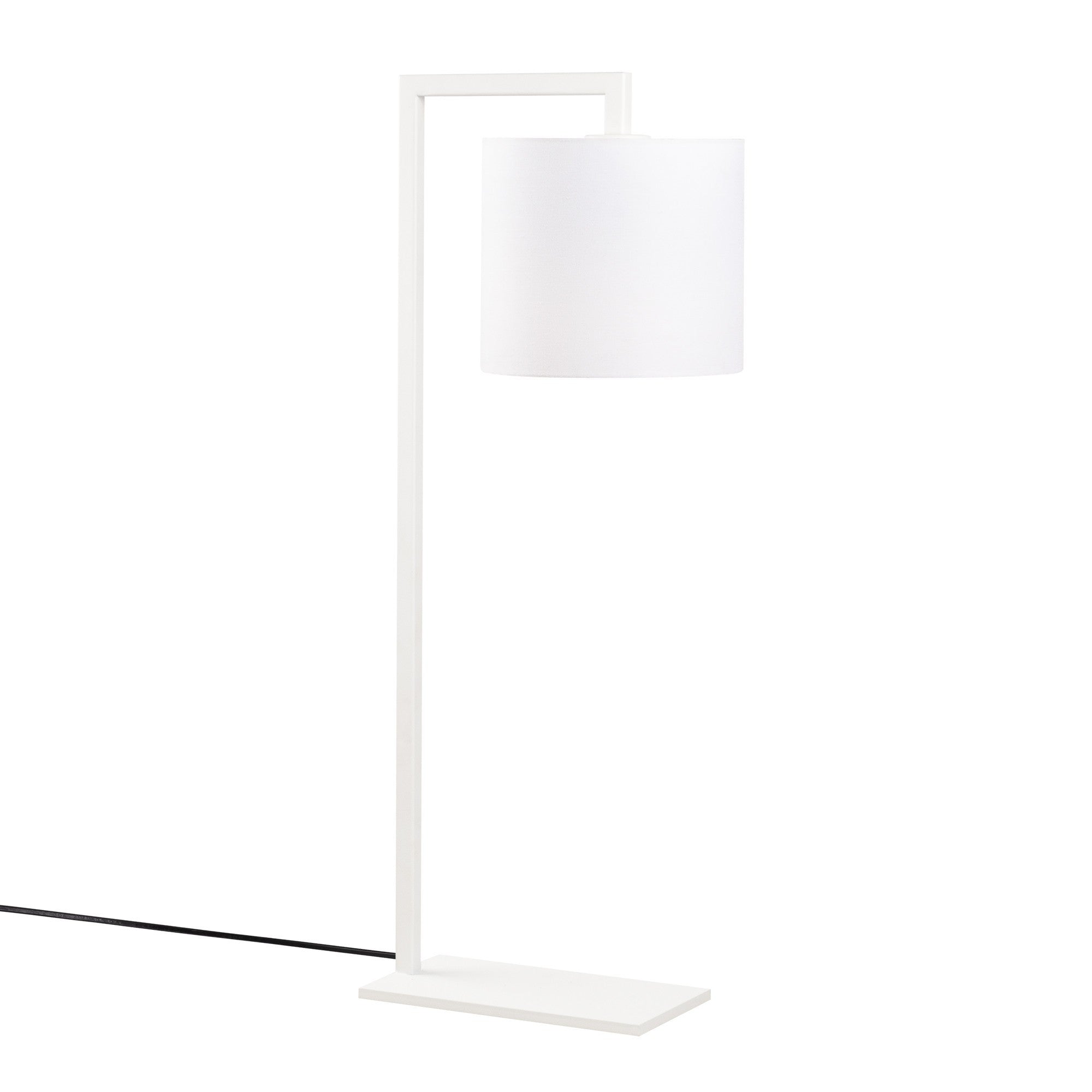 Candeeiro de Mesa branca moderna, corpo de metal, 65 cm de altura, base de tecido, soquete E27, 40 W máx., cabo de 200 cm, design escandinavo elegante para casa e escritório