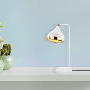 Candeeiro de Mesa – 52 cm de Altura – Branco e Dourado – Metal