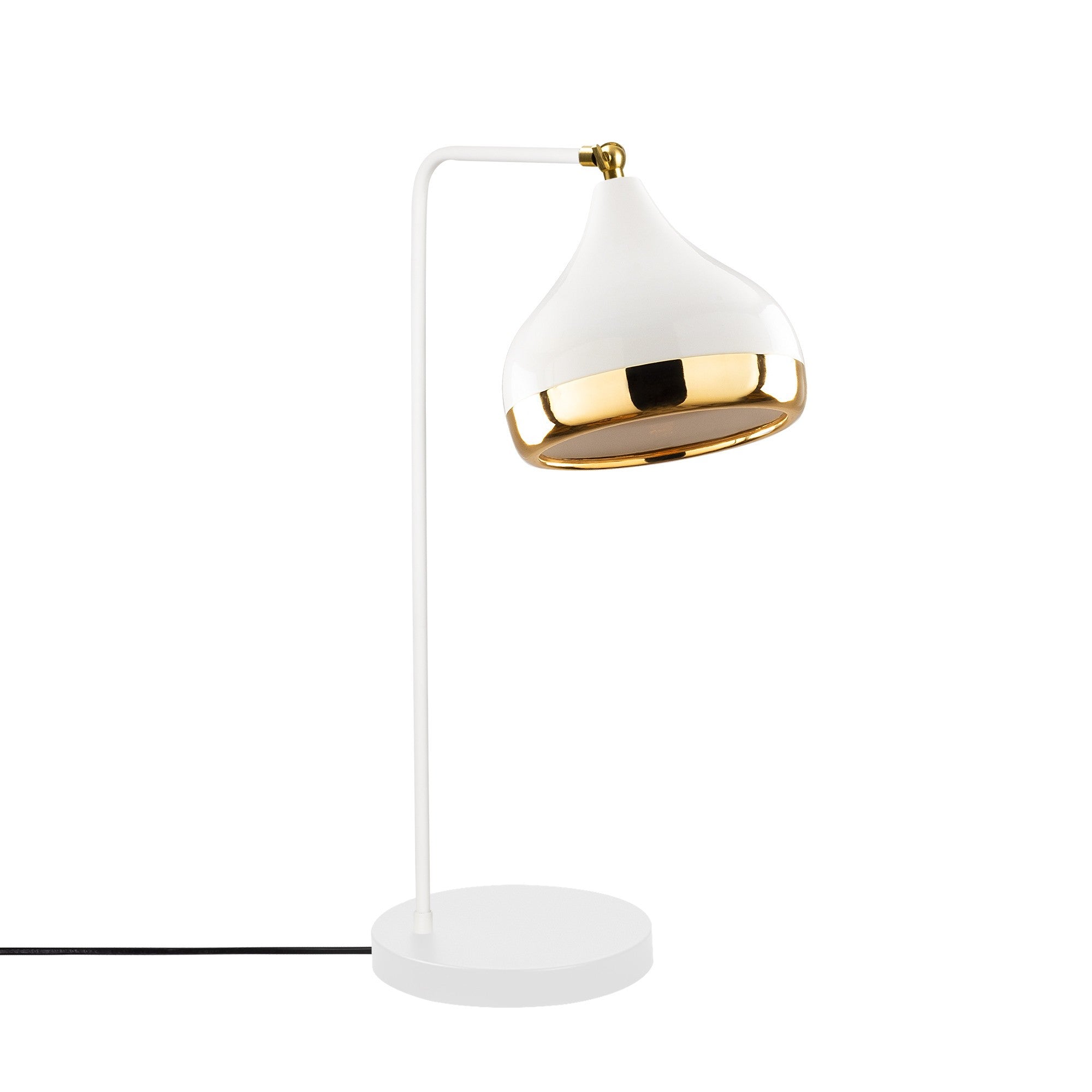 Candeeiro de Mesa – 52 cm de Altura – Branco e Dourado – Metal