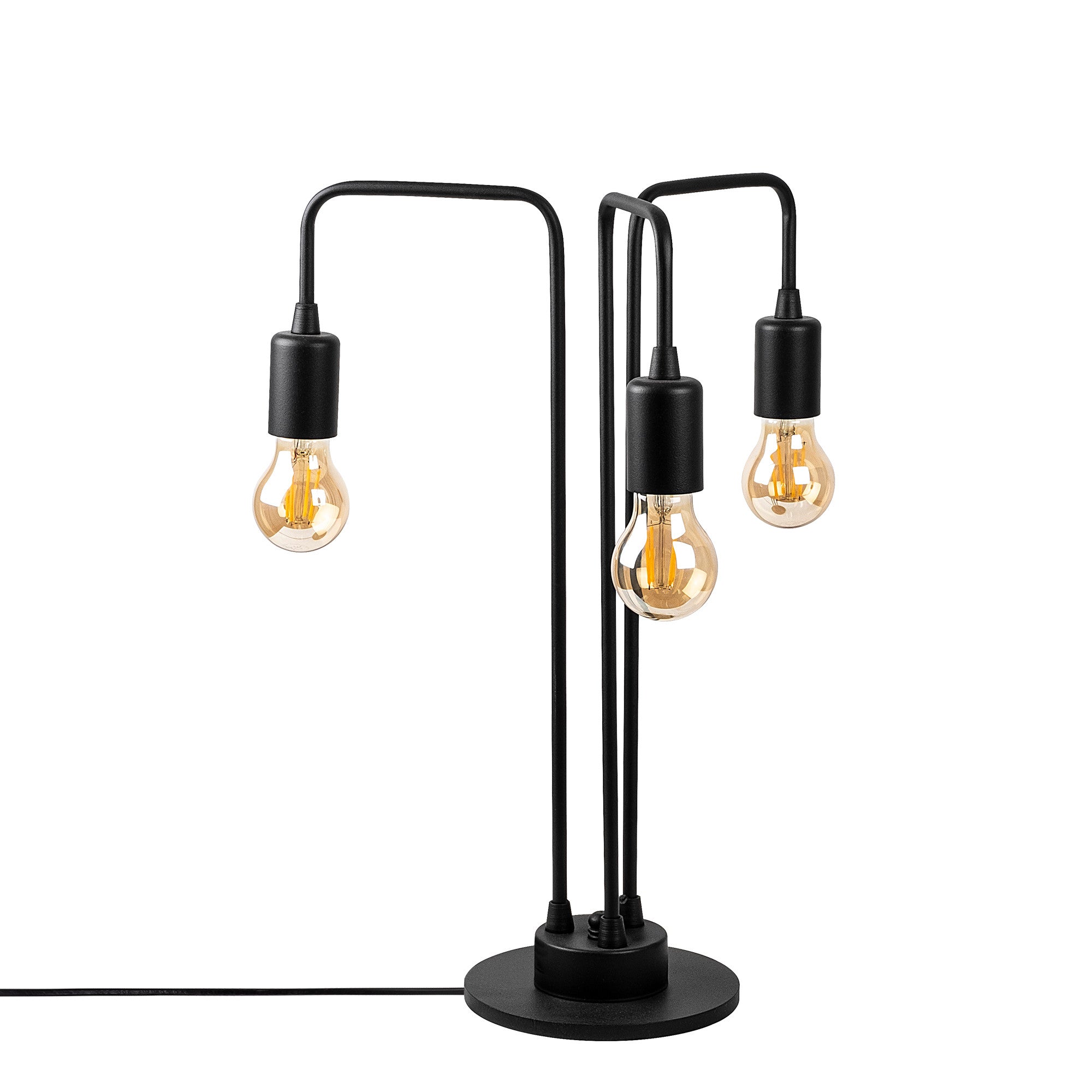 Candeeiro de Mesa Preta Moderna, Corpo de Metal, 51 cm de Altura, Abajur 40 x 40 cm, Soquete E27, Cabo de 250 cm | Design Industrial Elegante para Casa e Escritório
