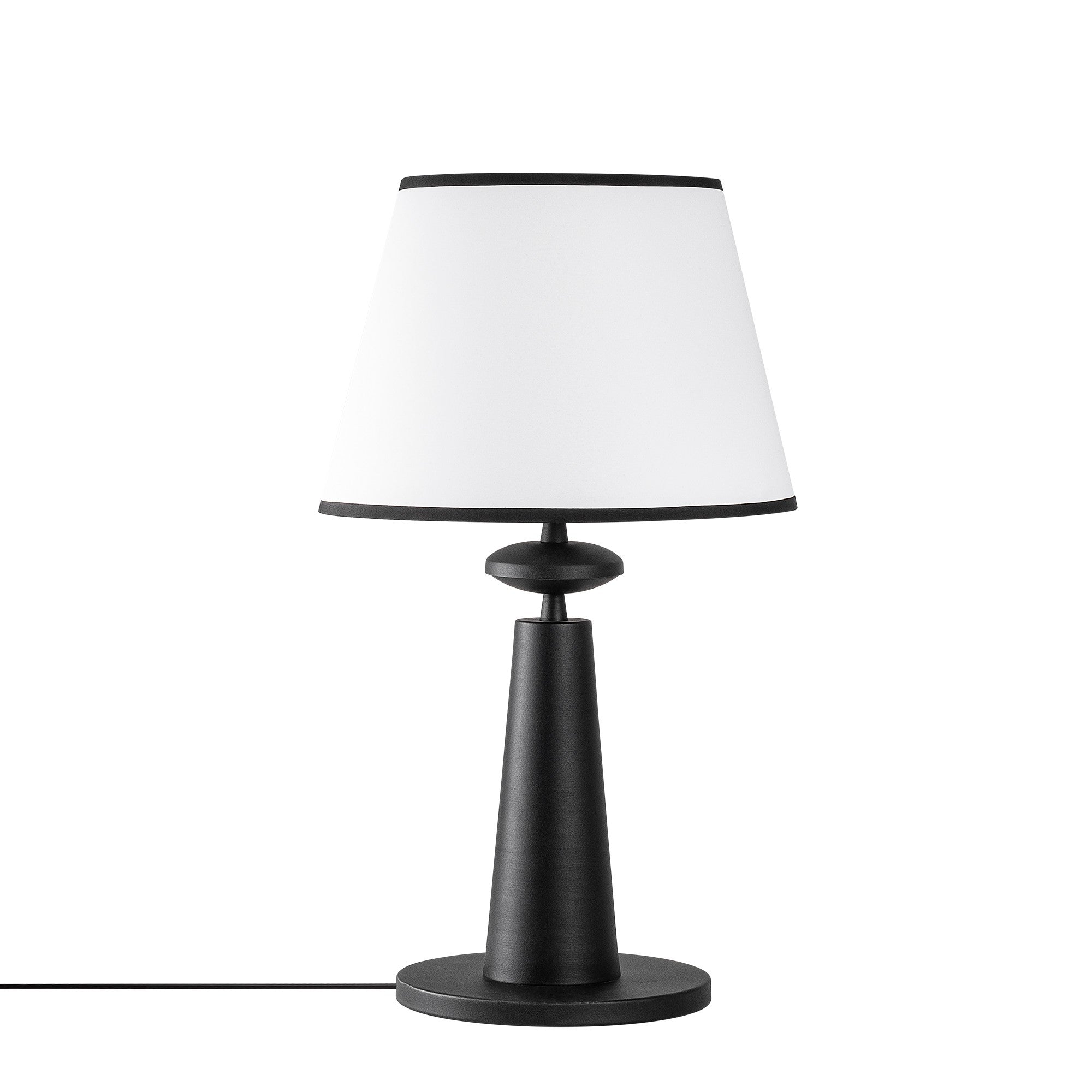 Candeeiro de Mesa – 30 cm de Diâmetro – Preto – Metal e Tecido