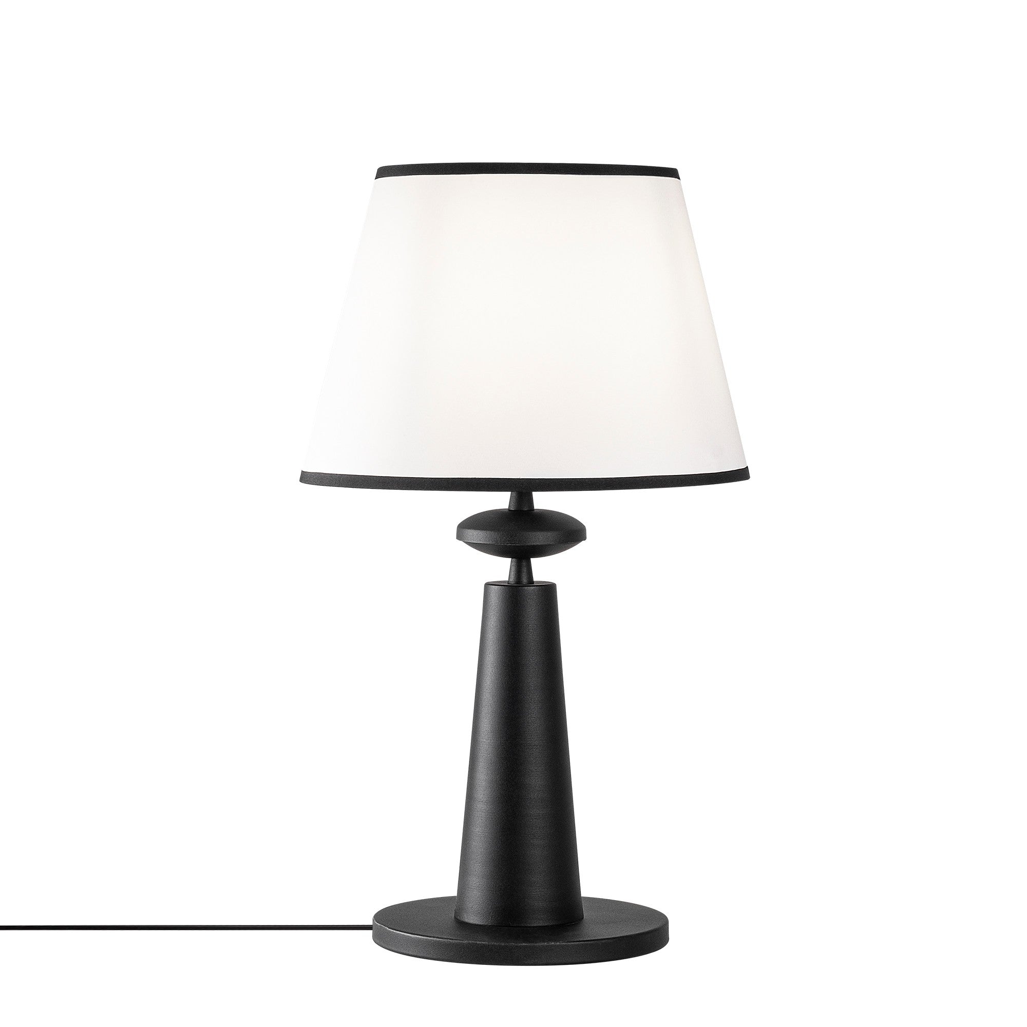 Candeeiro de Mesa – 30 cm de Diâmetro – Preto – Metal e Tecido