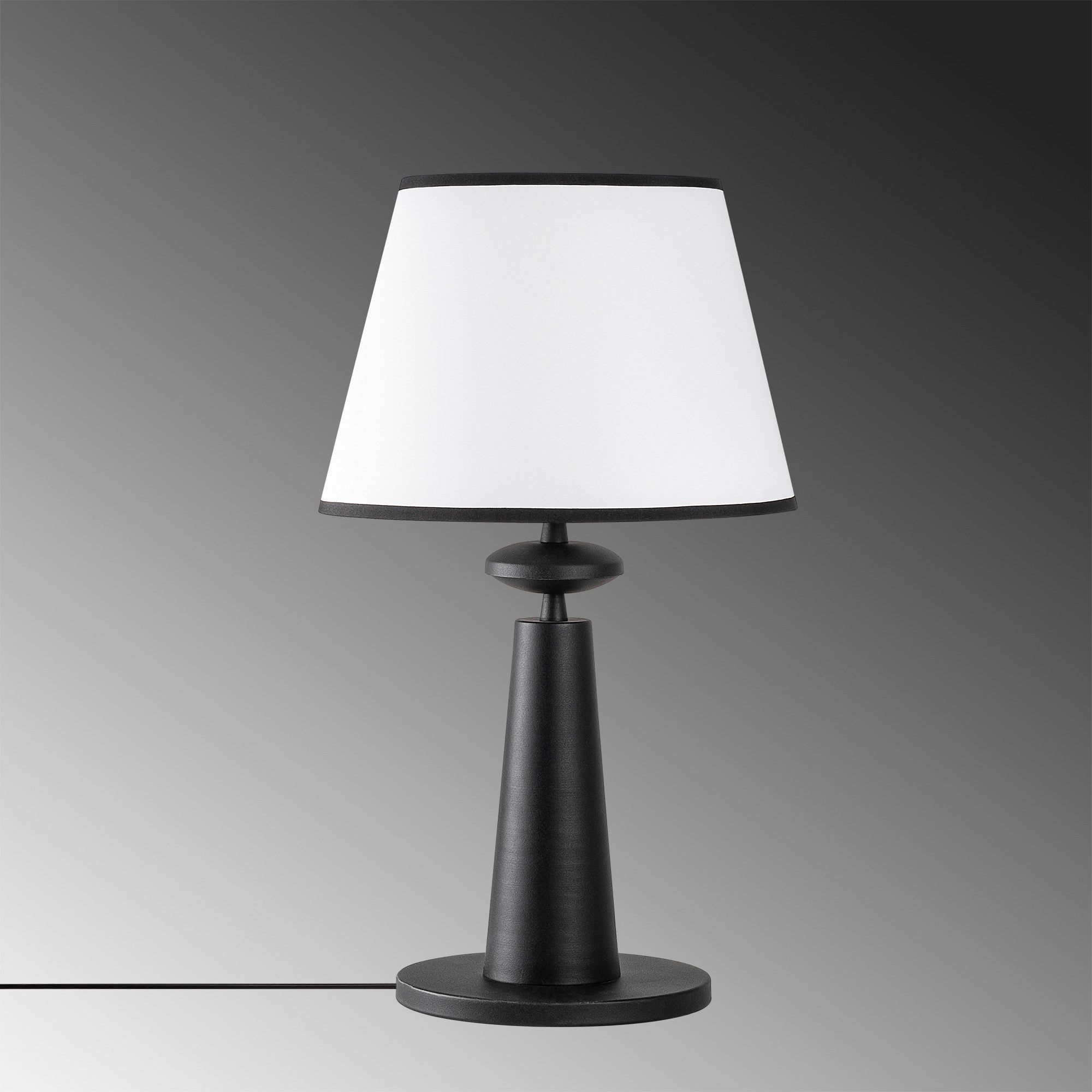 Candeeiro de Mesa – 30 cm de Diâmetro – Preto – Metal e Tecido