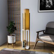 Candeeiro de Pé Elegante em Dourado e Branco, Corpo em Metal, 130 cm de Altura, Soquete E27, Cabo de 200 cm, IP20 | Iluminação Elegante para Decoração Moderna e Espaços de Convivência