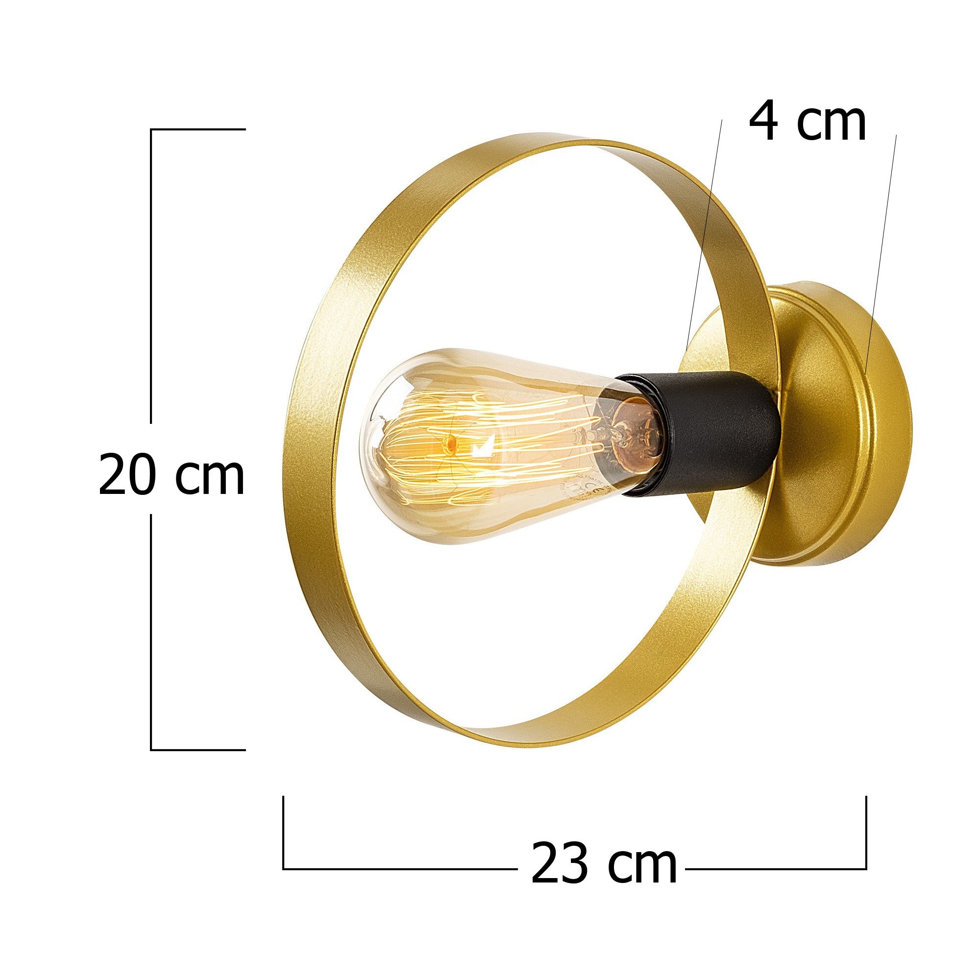 Candeeiro de Parede – 4 x 23 cm – Dourada e Preta – Metal