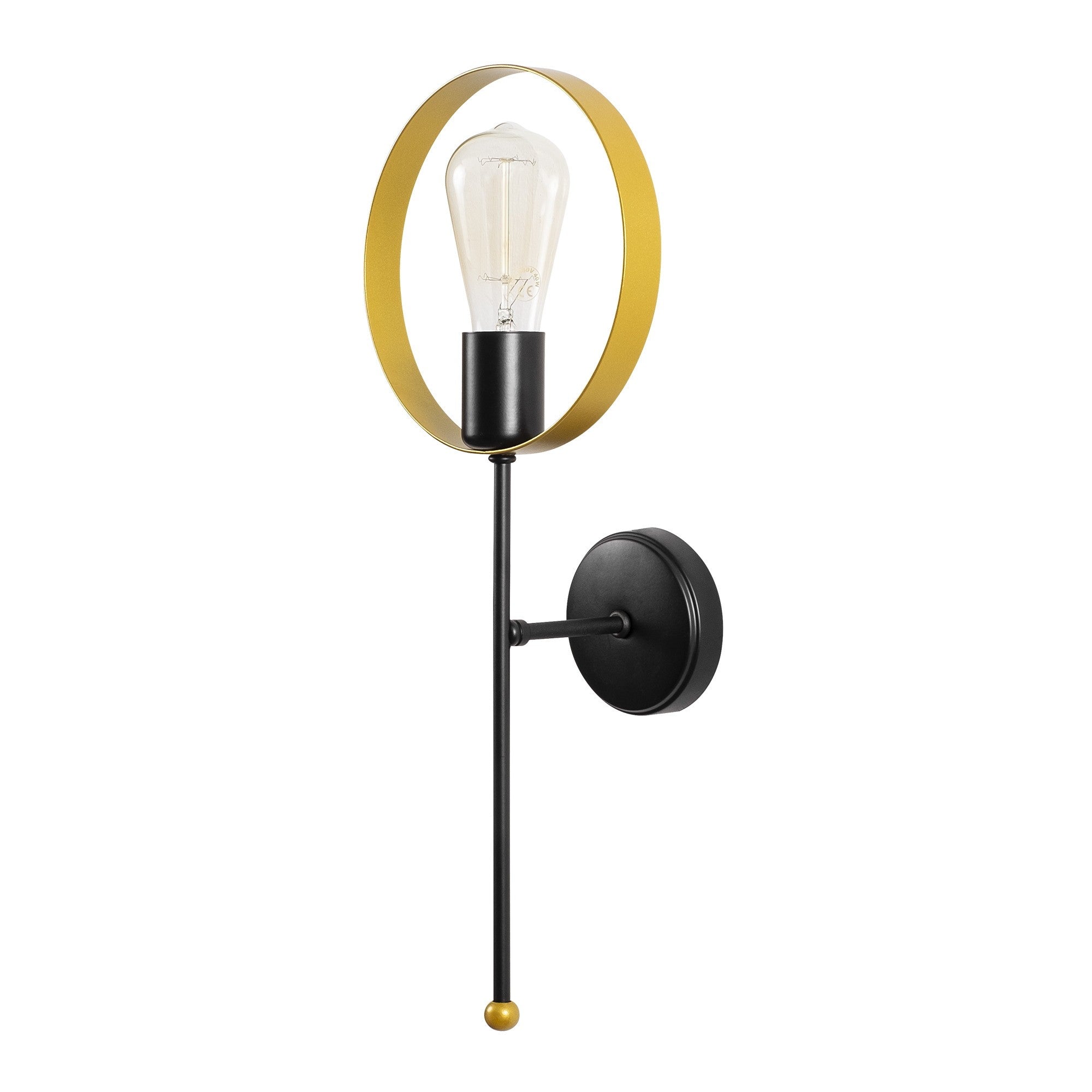Candeeiro de Parede Moderna, Dourada e Preta, 50 cm de Altura | Corpo em Ferro, Soquete E27, IP20 | Iluminação Elegante para Casa e Escritório, Design Exclusivo, 20 x 13 cm