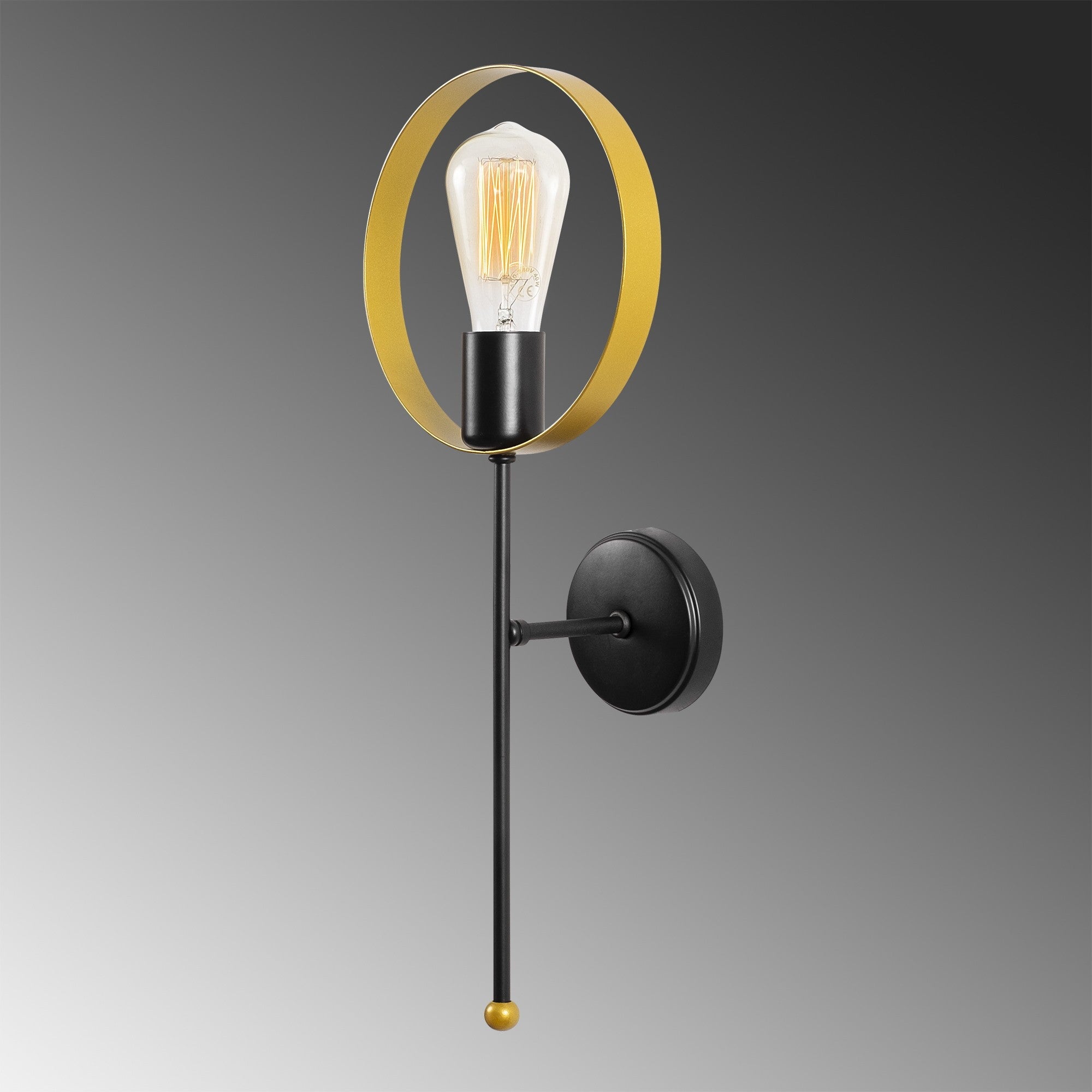 Candeeiro de Parede Moderna, Dourada e Preta, 50 cm de Altura | Corpo em Ferro, Soquete E27, IP20 | Iluminação Elegante para Casa e Escritório, Design Exclusivo, 20 x 13 cm