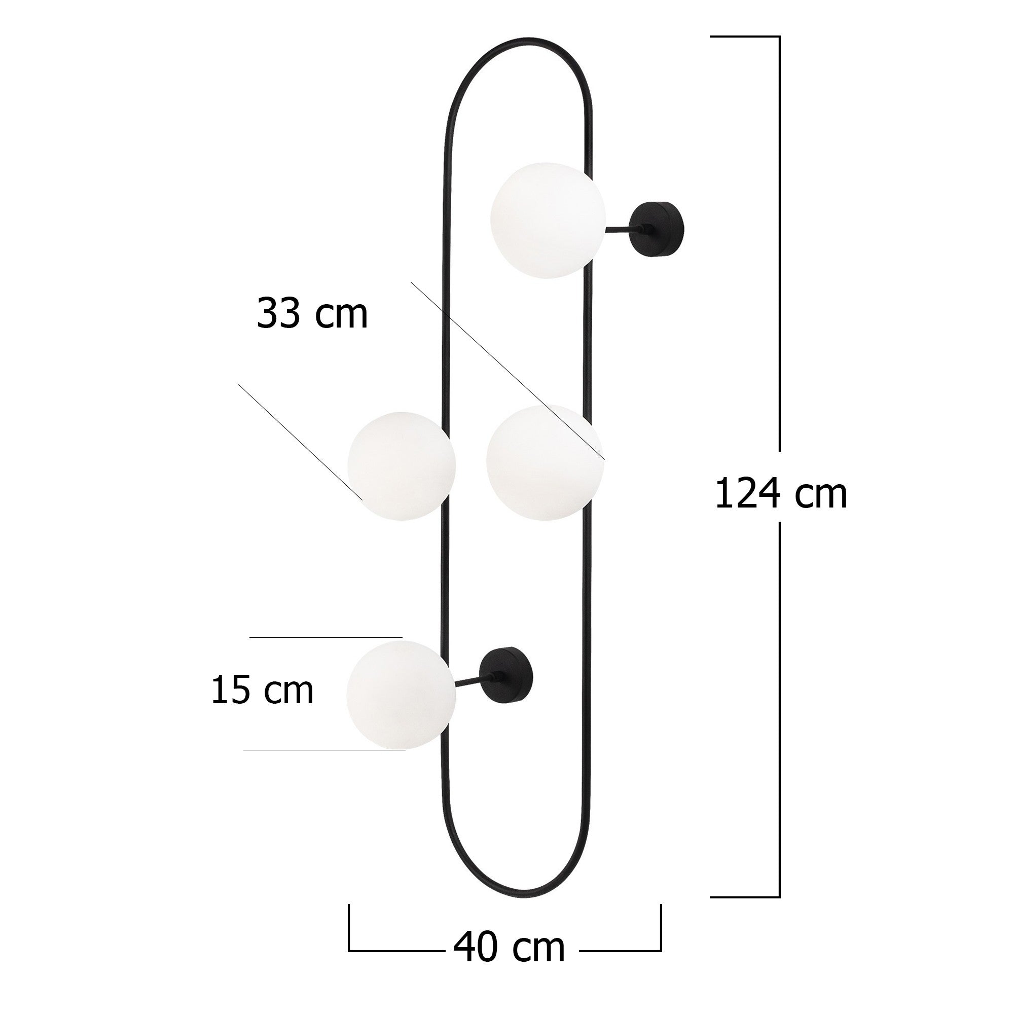 Candeeiro de Parede – 40 x 33 cm – preto e branco – metal