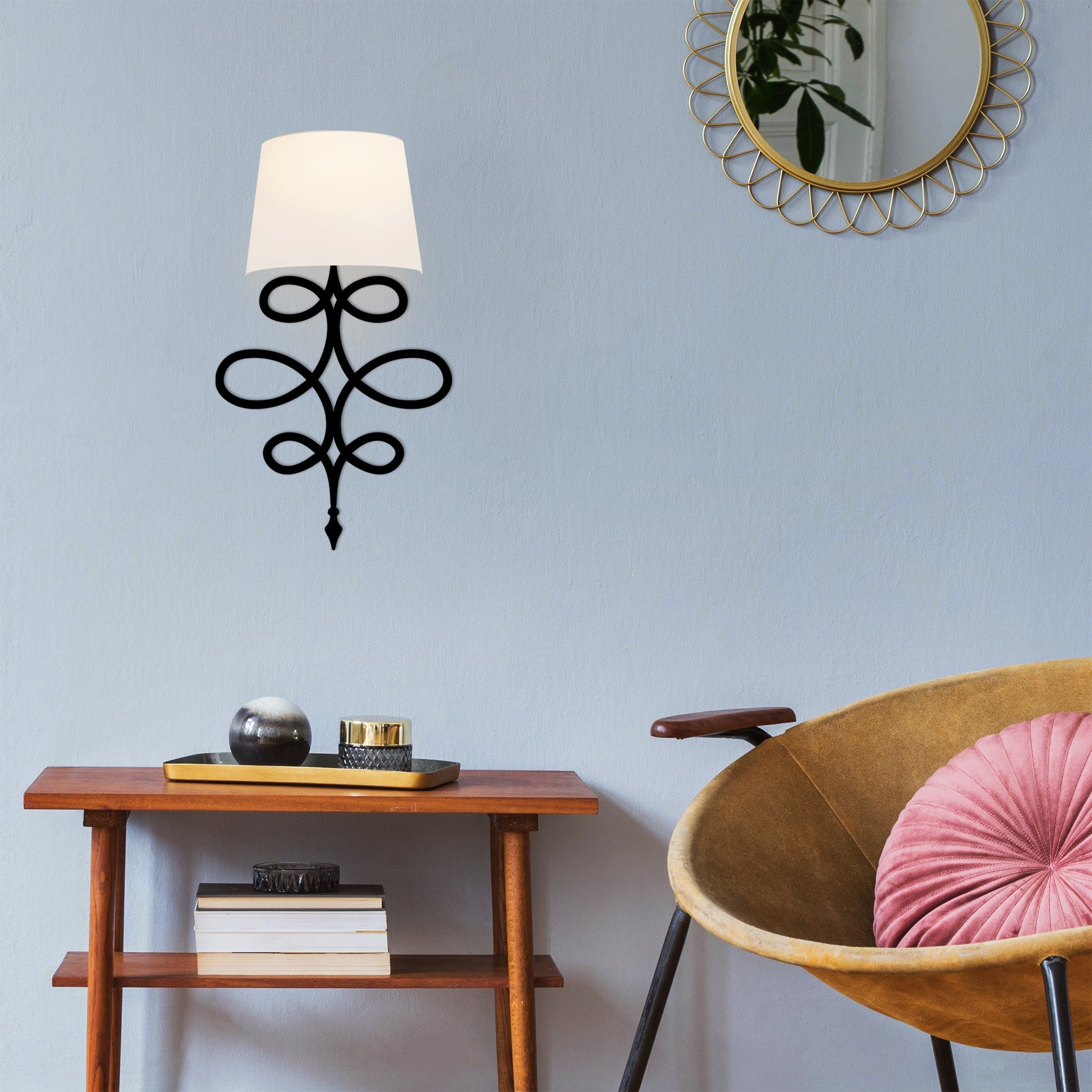 Candeeiro de Parede – 62 cm – Branco e Preto – Metal