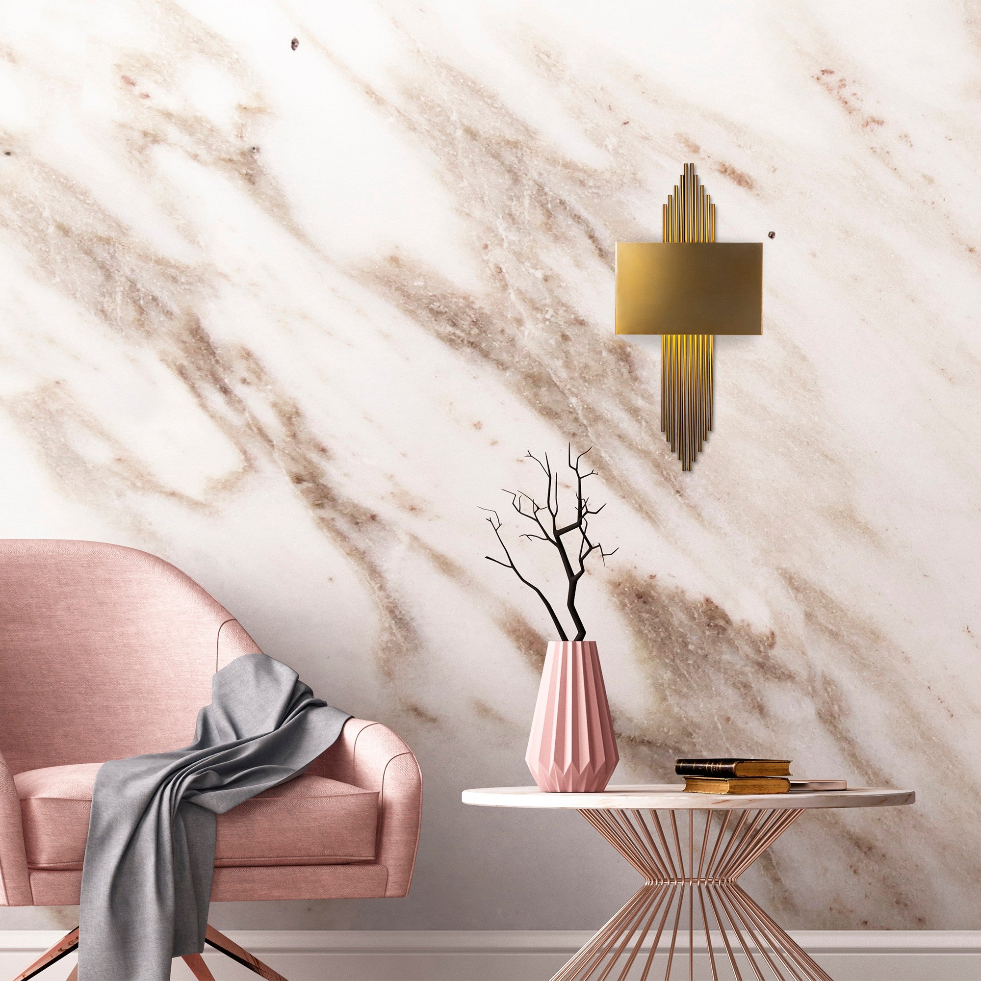 Candeeiro de Parede – 75 x 10 x 22 cm – Cor Sólida – Metal